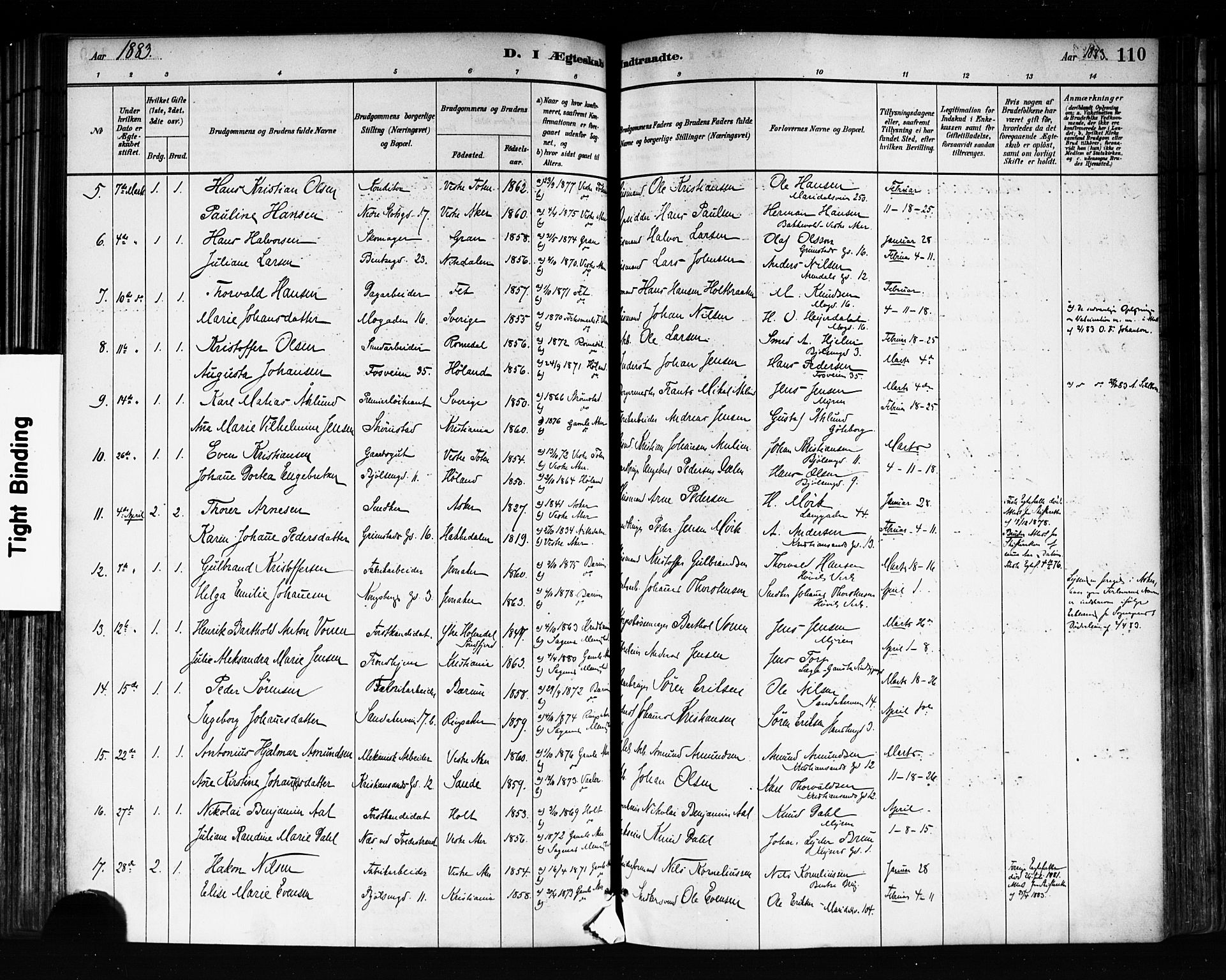 Sagene prestekontor Kirkebøker, SAO/A-10796/F/L0002: Parish register (official) no. 2, 1880-1897, p. 110