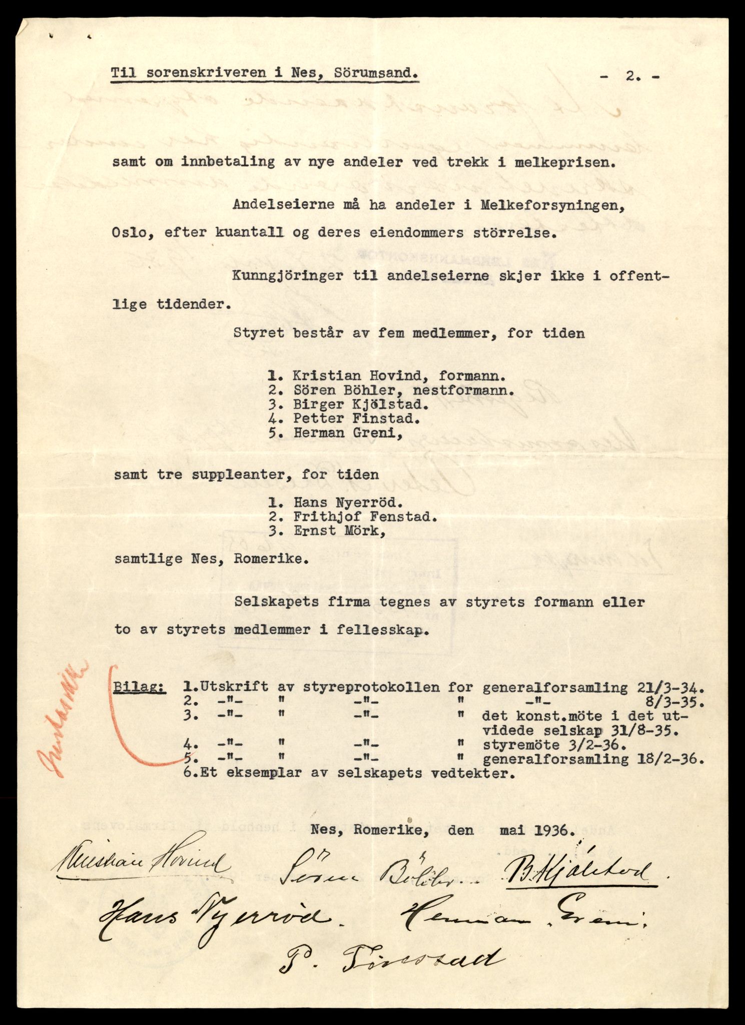 Nes tingrett, SAT/A-10548/K/Ke/Keb/L0025: Andelslag, Vor - Årn, 1944-1990, p. 1