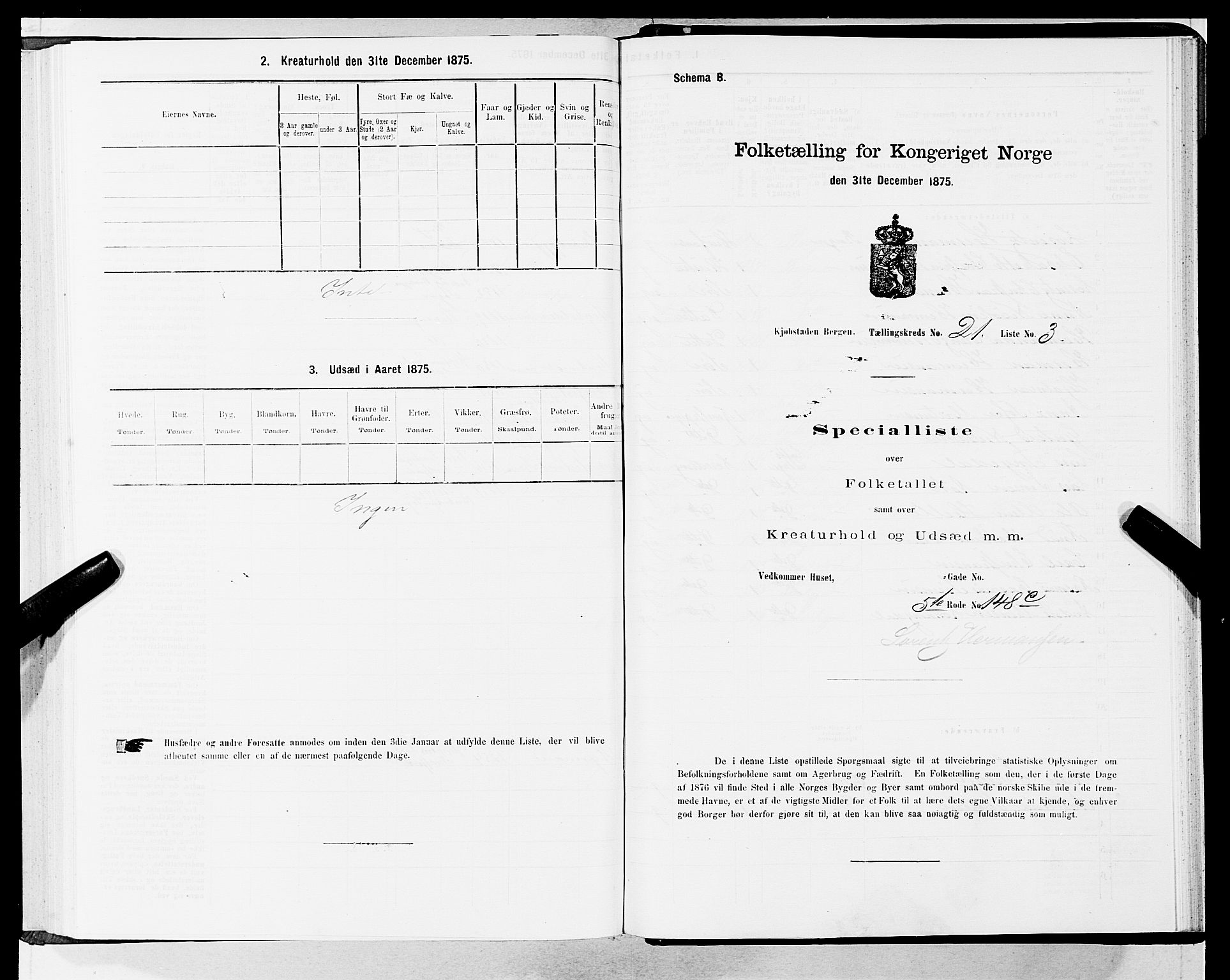 SAB, 1875 census for 1301 Bergen, 1875, p. 1069