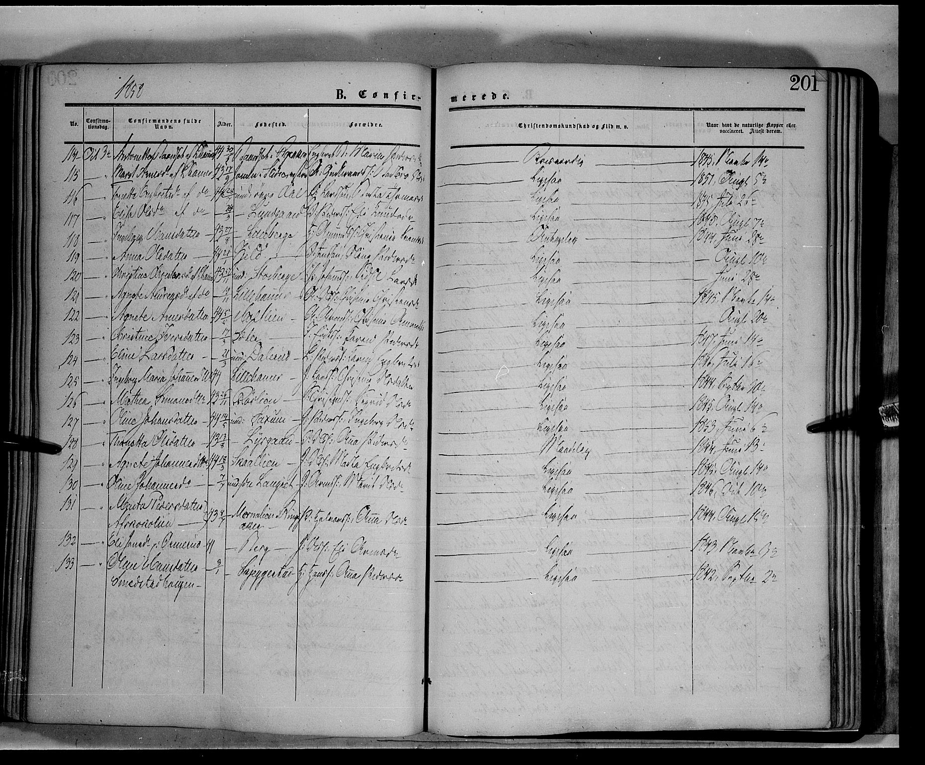 Fåberg prestekontor, SAH/PREST-086/H/Ha/Haa/L0006: Parish register (official) no. 6A, 1855-1867, p. 201