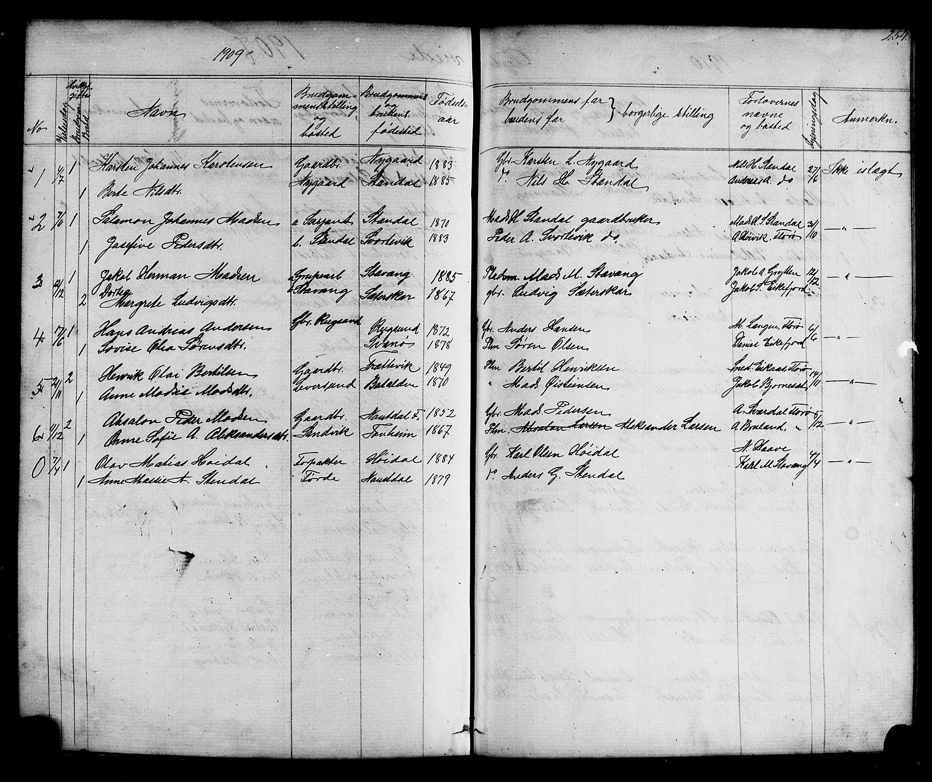 Kinn sokneprestembete, SAB/A-80801/H/Hab/Habc/L0002: Parish register (copy) no. C 2, 1869-1918, p. 254