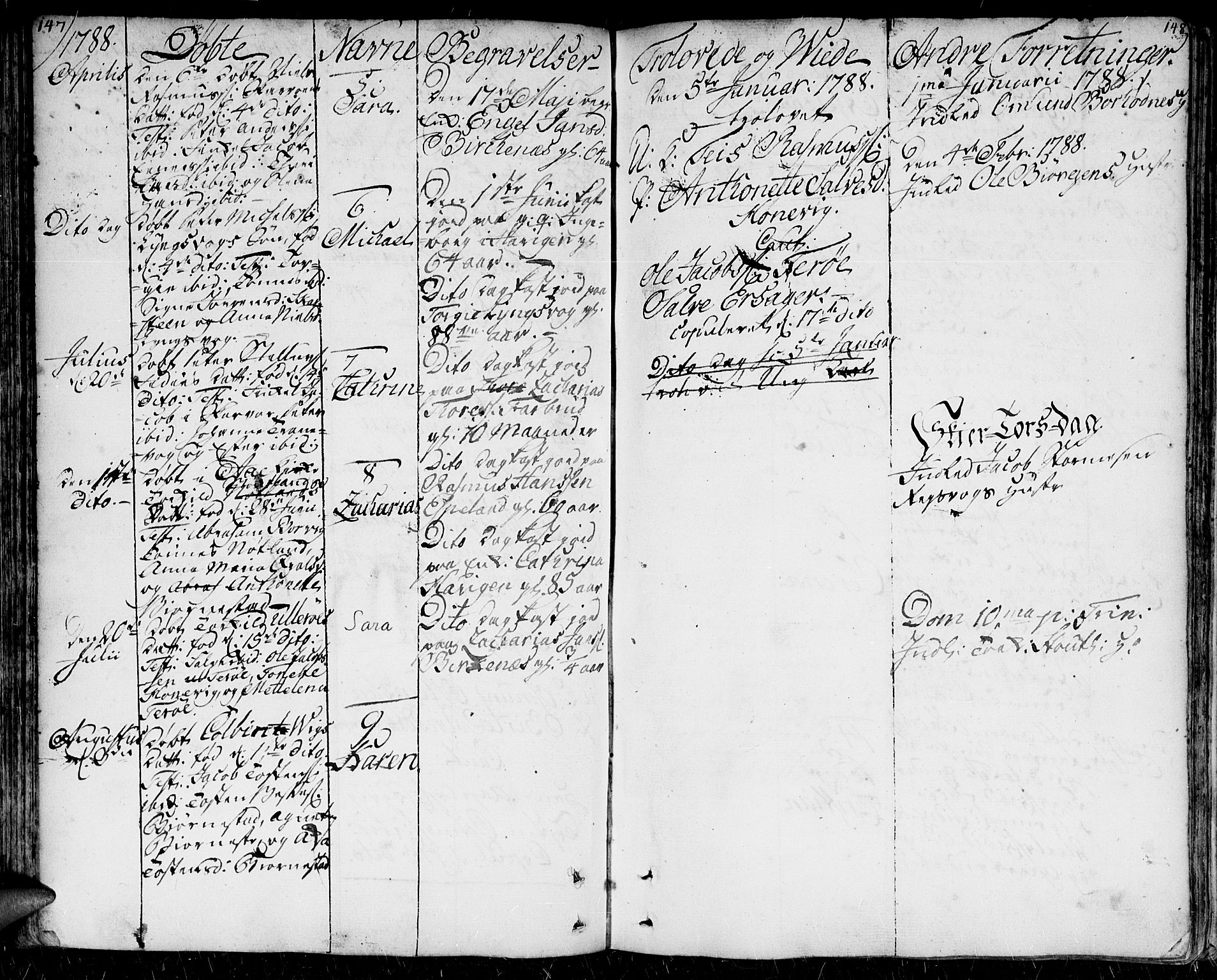 Herad sokneprestkontor, SAK/1111-0018/F/Fa/Faa/L0001: Parish register (official) no. A 1 /2, 1768-1797, p. 147-148