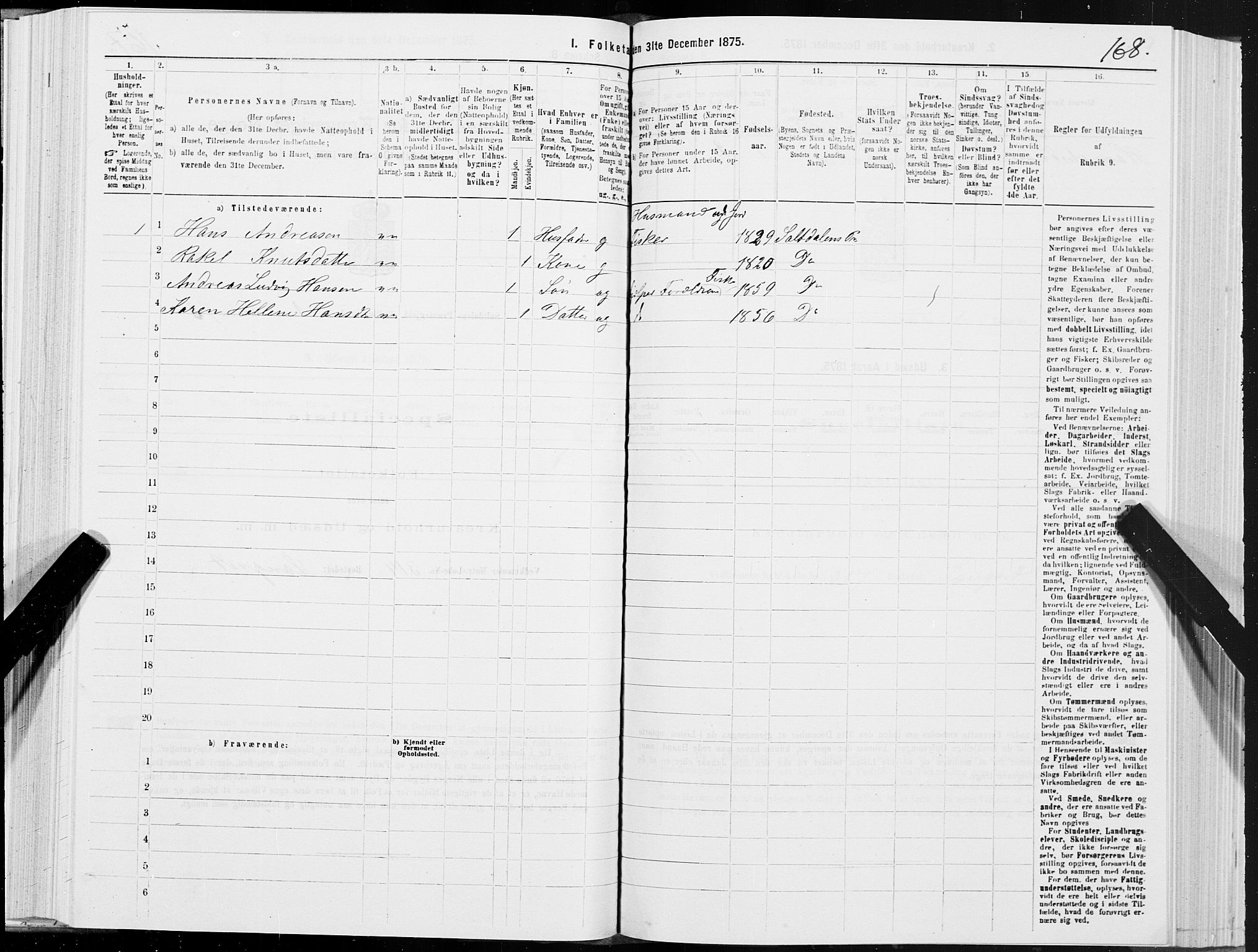 SAT, 1875 census for 1840P Saltdal, 1875, p. 1168