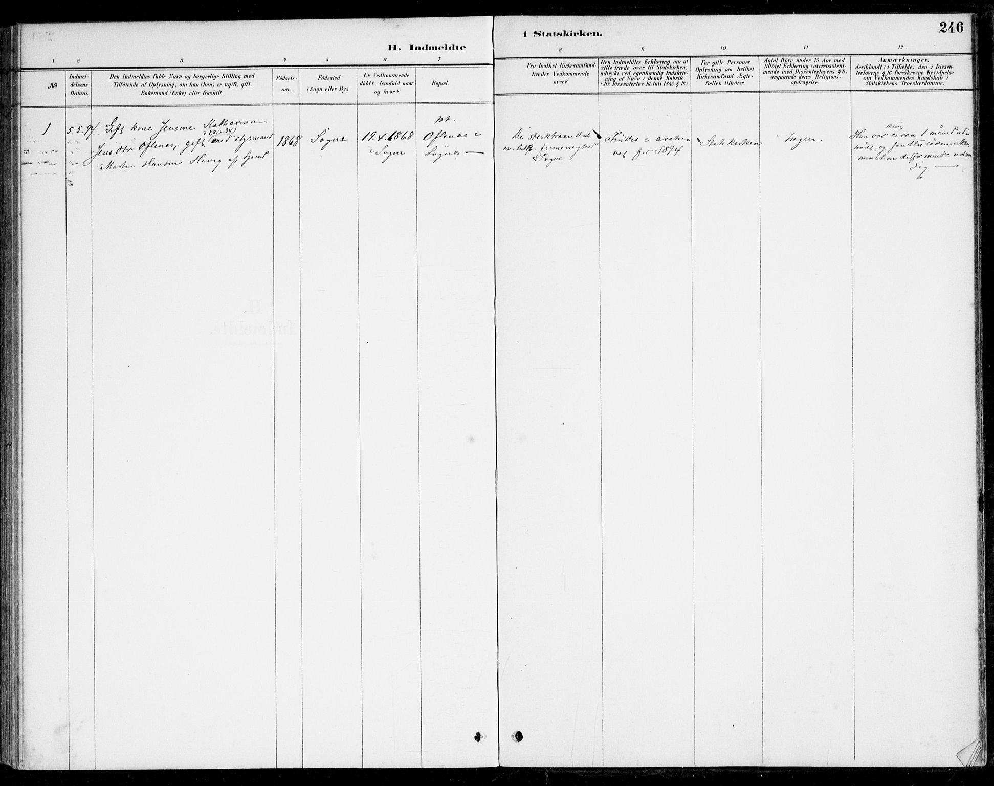 Herad sokneprestkontor, SAK/1111-0018/F/Fa/Fab/L0005: Parish register (official) no. A 5, 1886-1913, p. 246