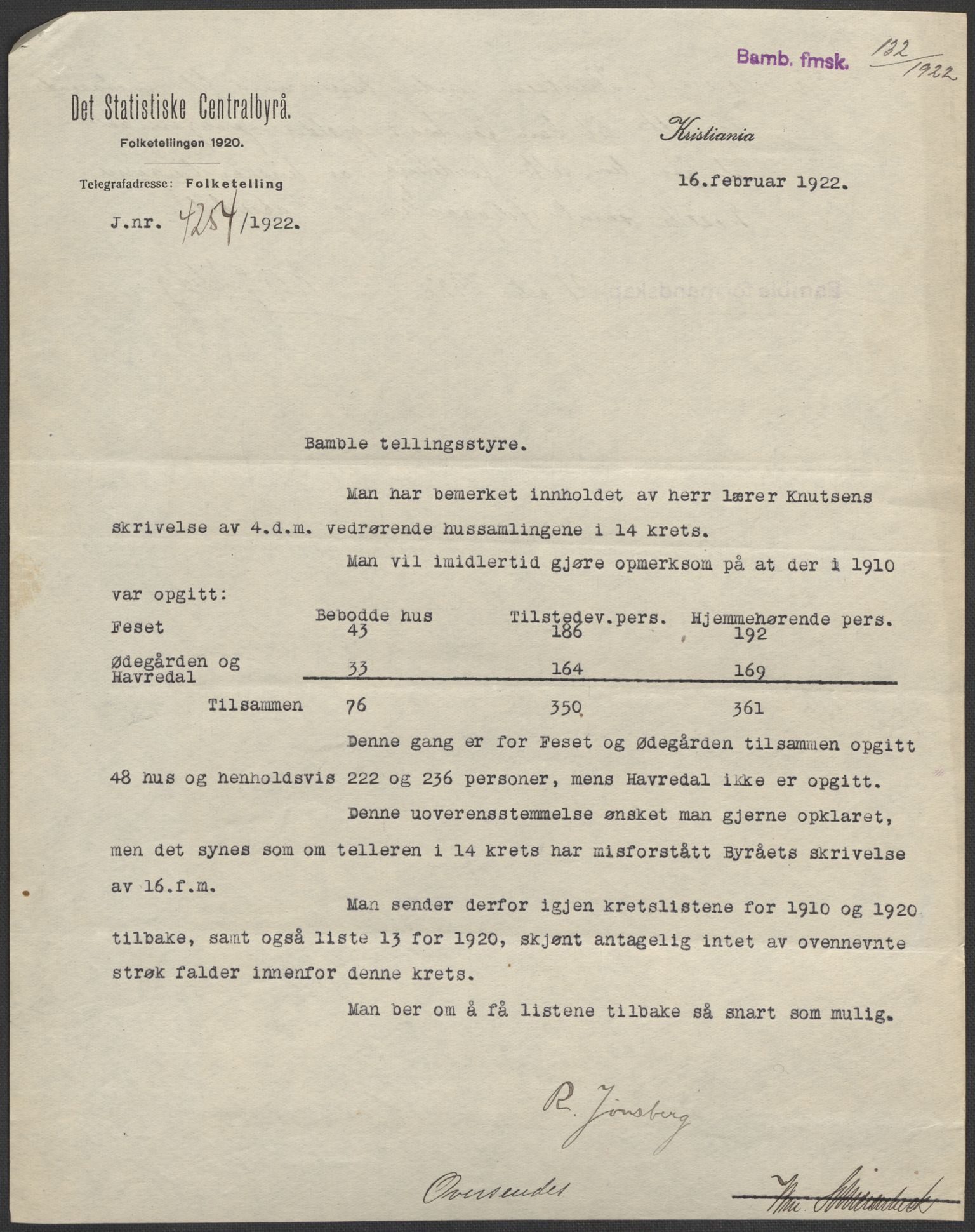 SAKO, 1920 census for Bamble, 1920, p. 4