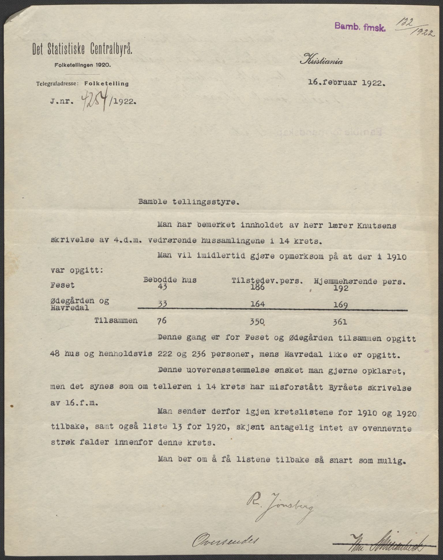 SAKO, 1920 census for Bamble, 1920, p. 4