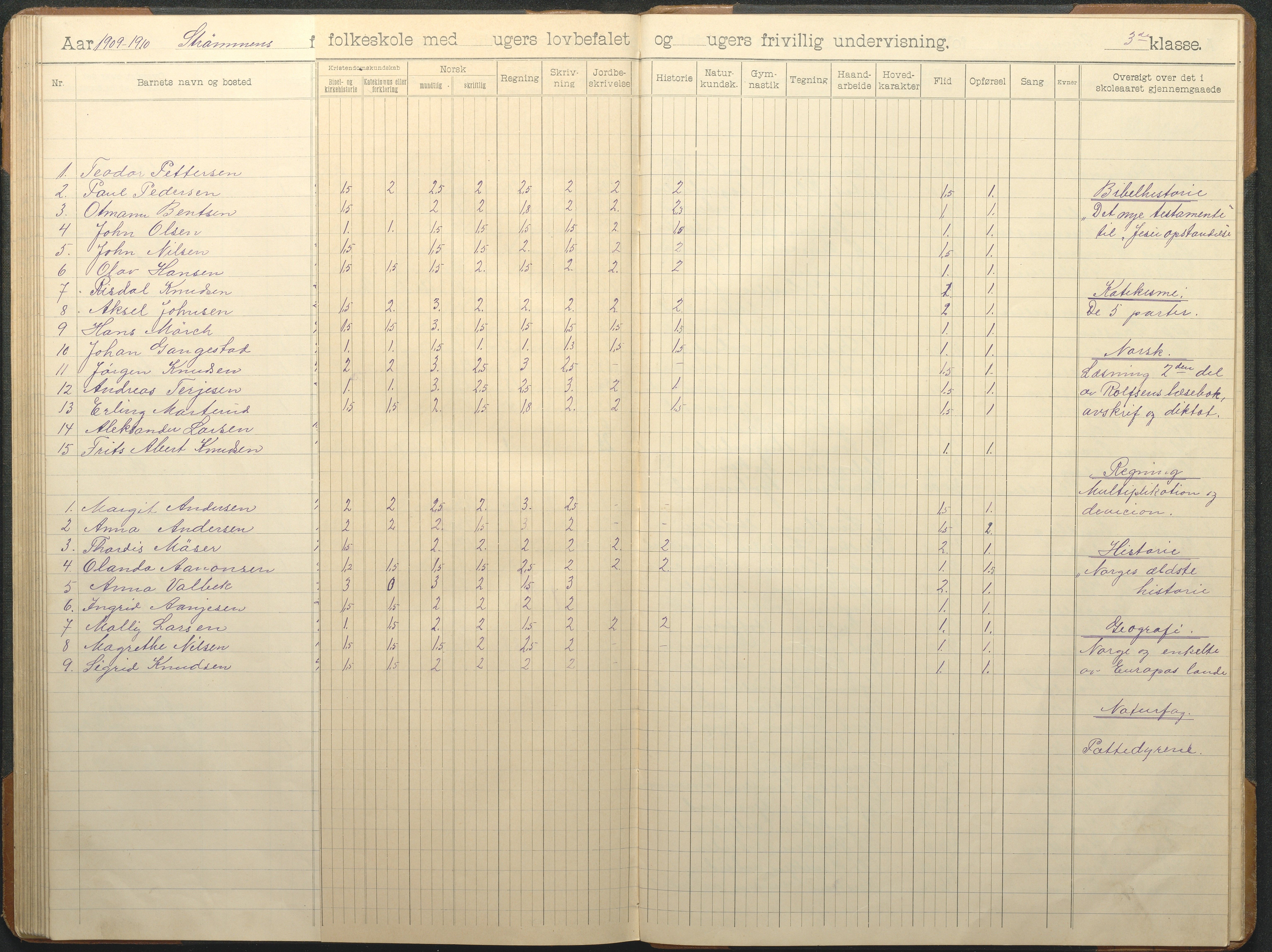 Øyestad kommune frem til 1979, AAKS/KA0920-PK/06/06G/L0010: Skoleprotokoll, 1902-1910