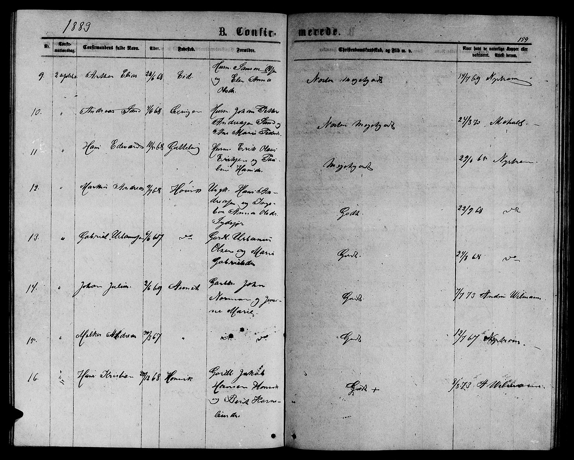 Ministerialprotokoller, klokkerbøker og fødselsregistre - Sør-Trøndelag, AV/SAT-A-1456/656/L0695: Parish register (copy) no. 656C01, 1867-1889, p. 159