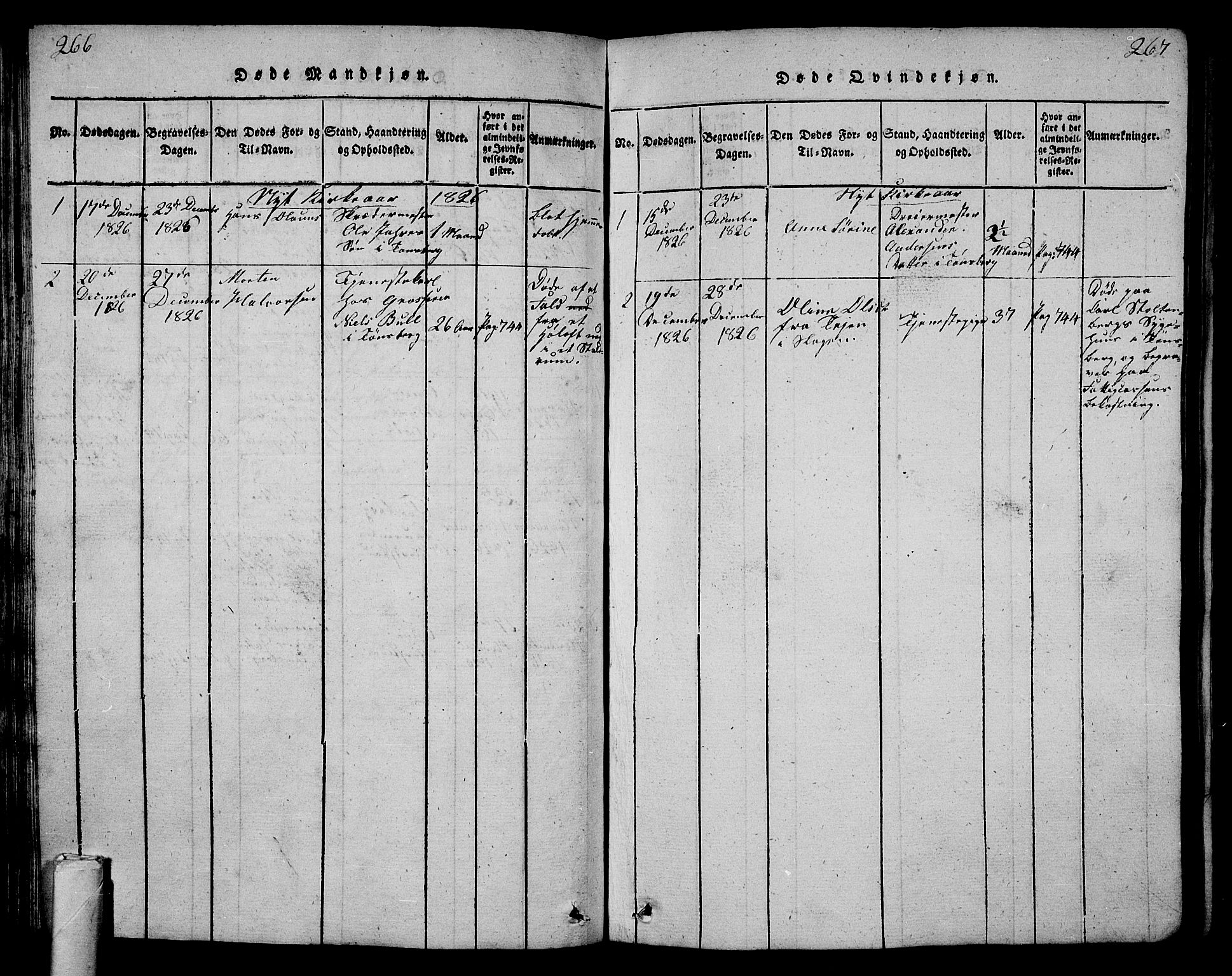 Tønsberg kirkebøker, SAKO/A-330/G/Ga/L0001: Parish register (copy) no. 1, 1813-1826, p. 266-267