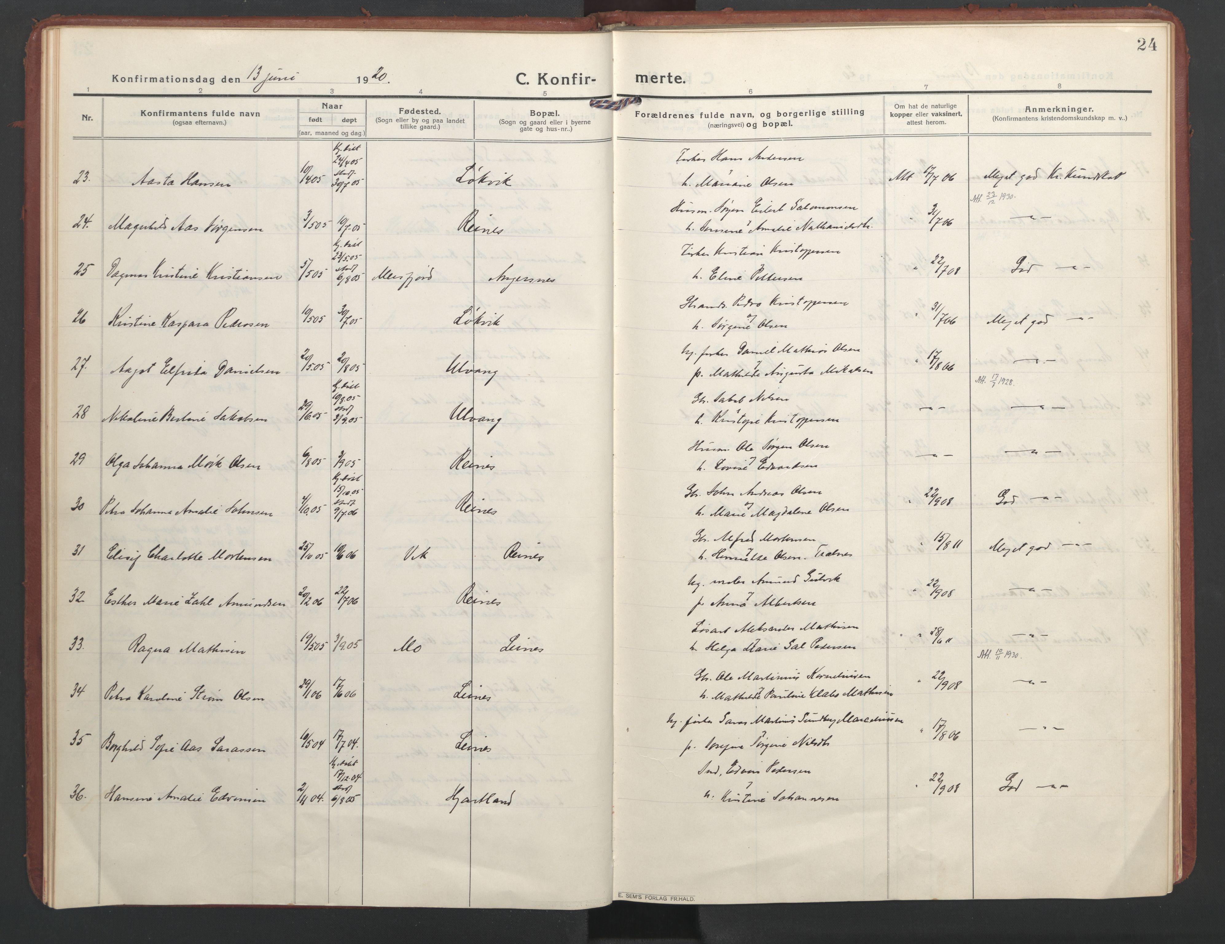 Ministerialprotokoller, klokkerbøker og fødselsregistre - Nordland, SAT/A-1459/832/L0492: Parish register (official) no. 832A01, 1916-1934, p. 24
