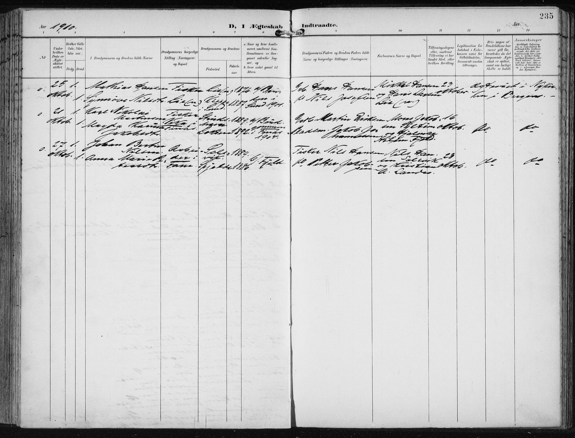Fjell sokneprestembete, SAB/A-75301/H/Haa: Parish register (official) no. A  9, 1899-1910, p. 235