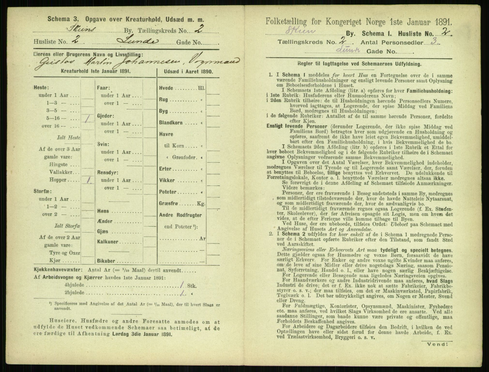 RA, 1891 census for 0806 Skien, 1891, p. 154