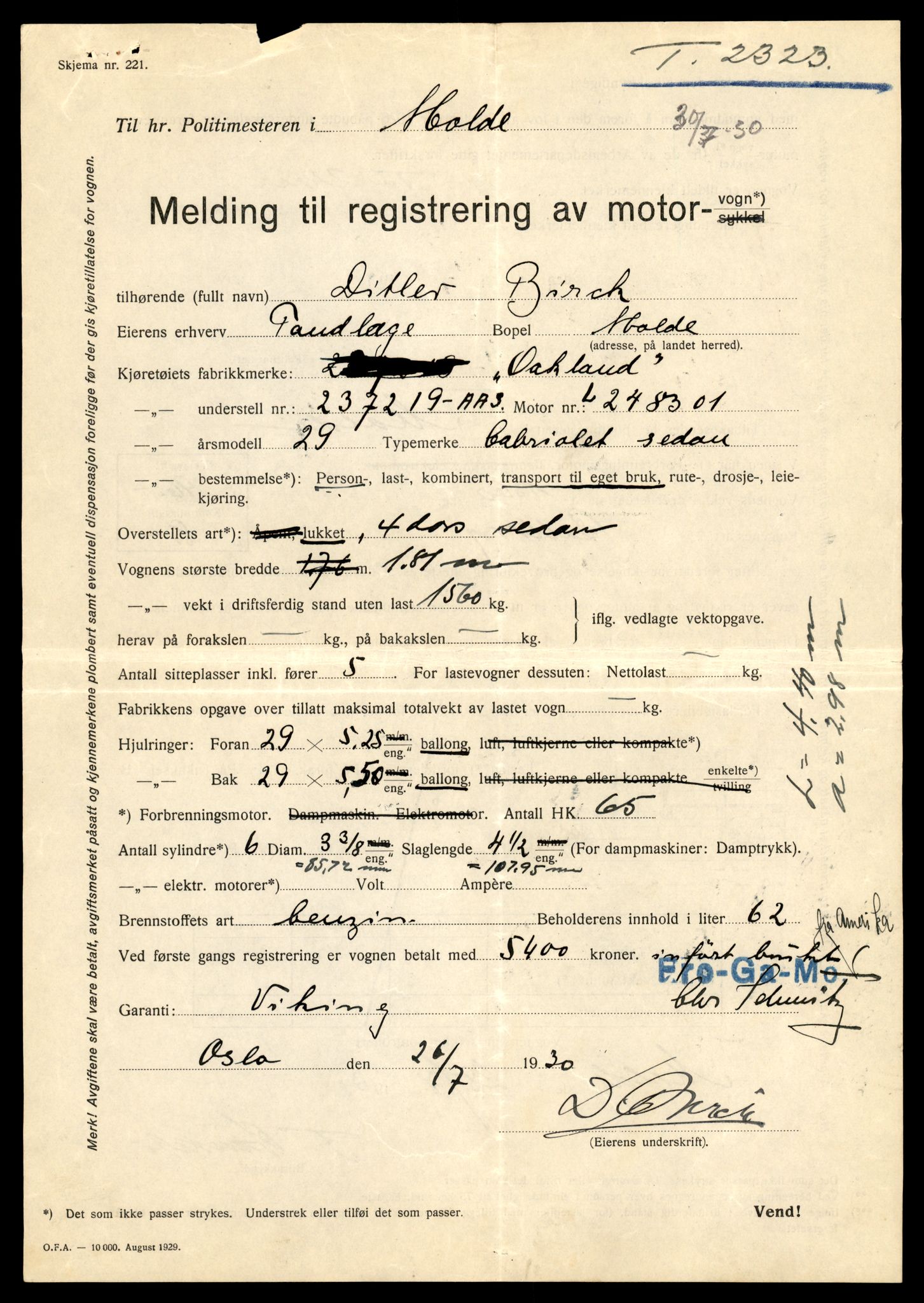 Møre og Romsdal vegkontor - Ålesund trafikkstasjon, AV/SAT-A-4099/F/Fe/L0016: Registreringskort for kjøretøy T 1851 - T 1984, 1927-1998, p. 381