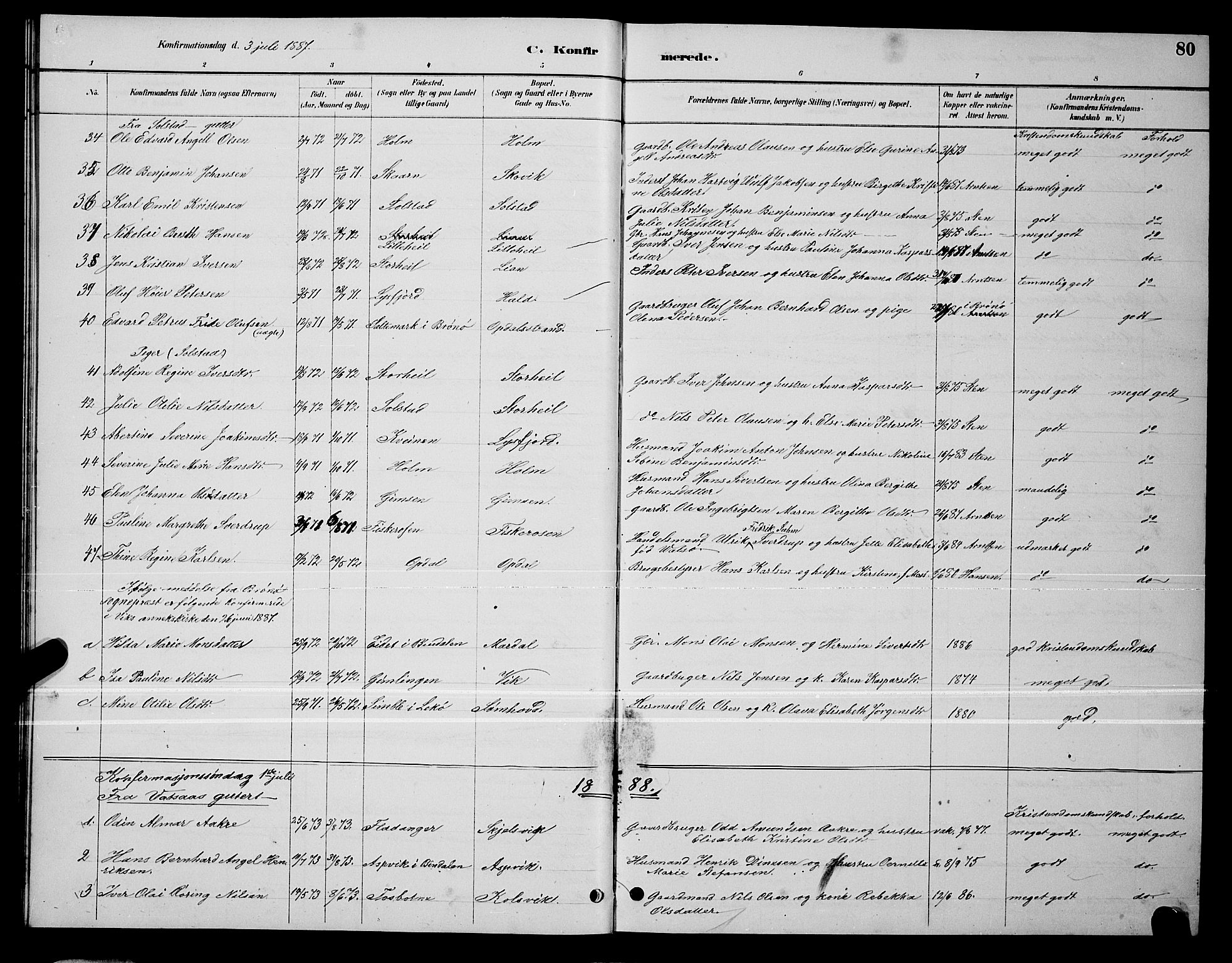 Ministerialprotokoller, klokkerbøker og fødselsregistre - Nordland, SAT/A-1459/810/L0160: Parish register (copy) no. 810C03, 1884-1896, p. 80