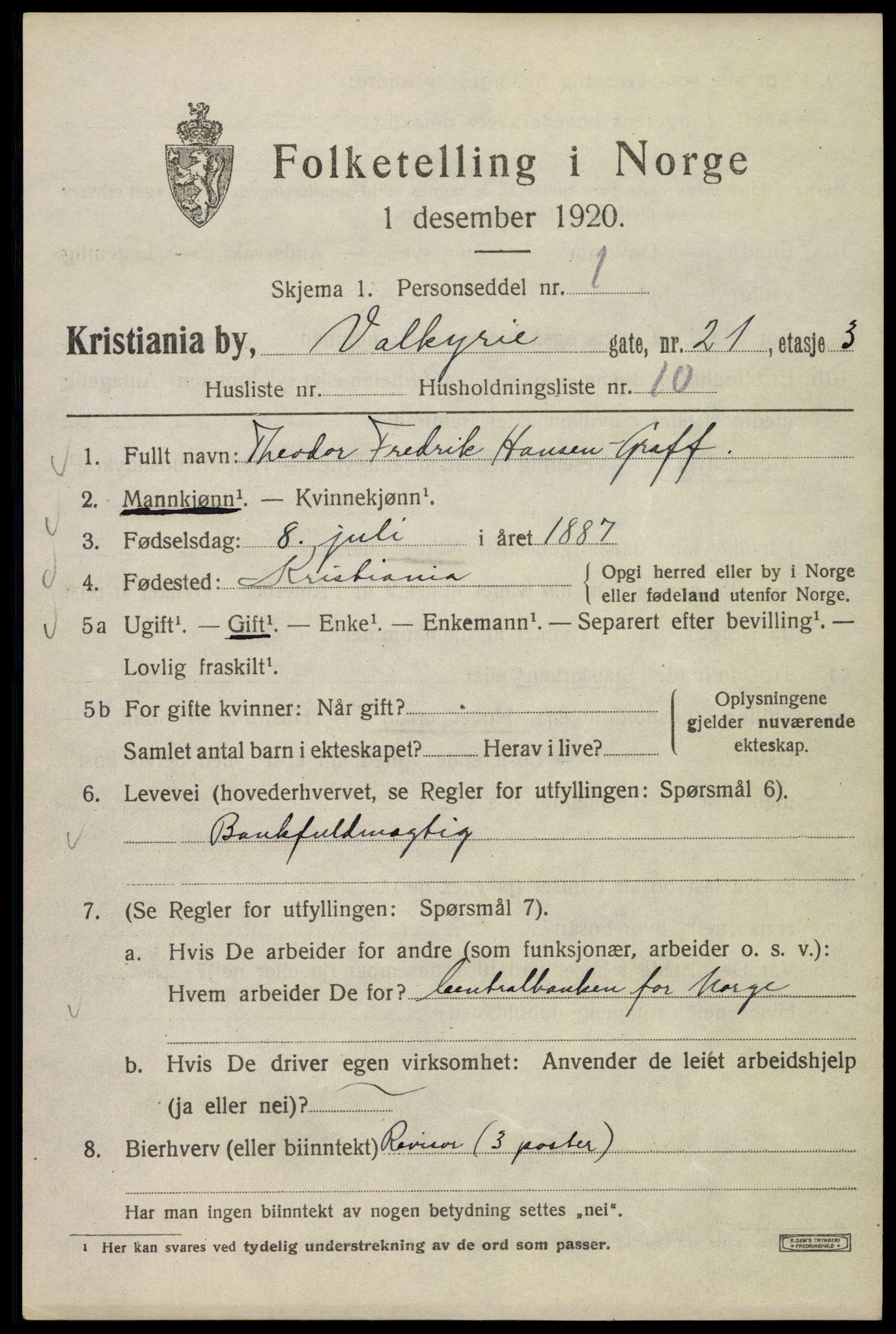 SAO, 1920 census for Kristiania, 1920, p. 628829