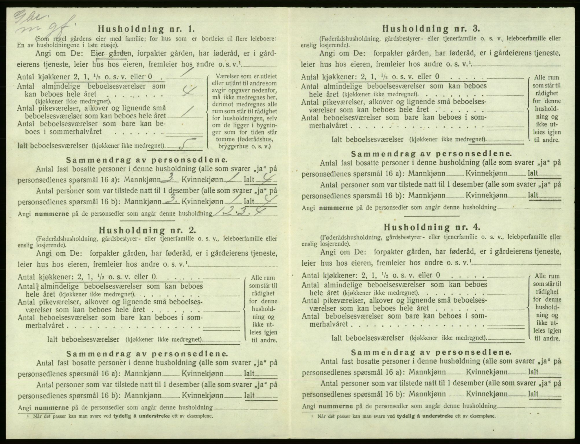 SAB, 1920 census for Tysnes, 1920, p. 1046