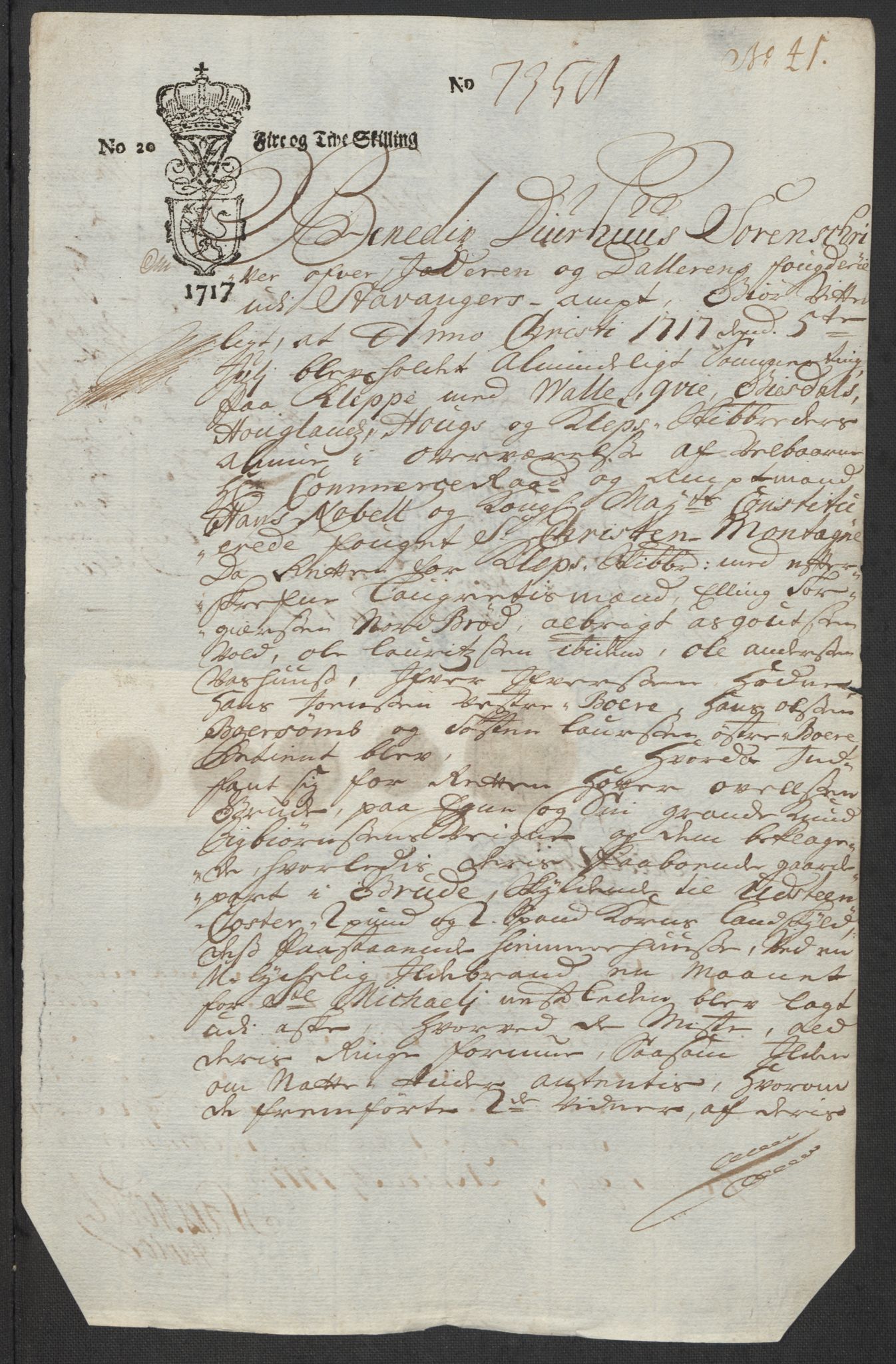 Rentekammeret inntil 1814, Reviderte regnskaper, Fogderegnskap, AV/RA-EA-4092/R46/L2742: Fogderegnskap Jæren og Dalane, 1717, p. 185