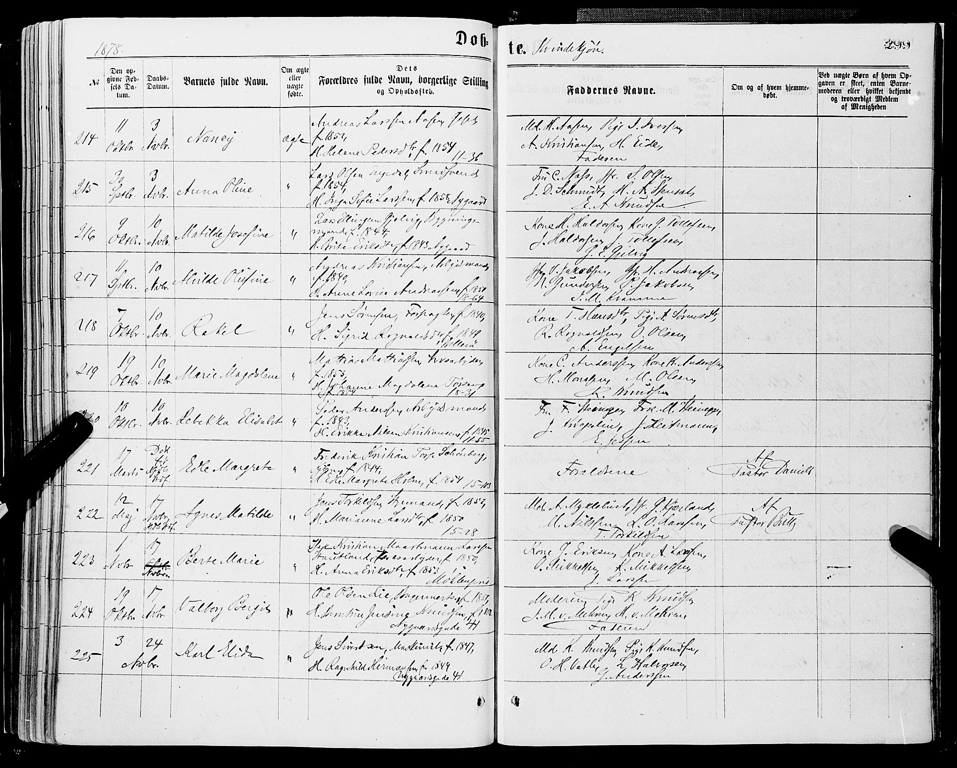 Domkirken sokneprestembete, AV/SAB-A-74801/H/Haa/L0022: Parish register (official) no. B 5, 1872-1878, p. 299