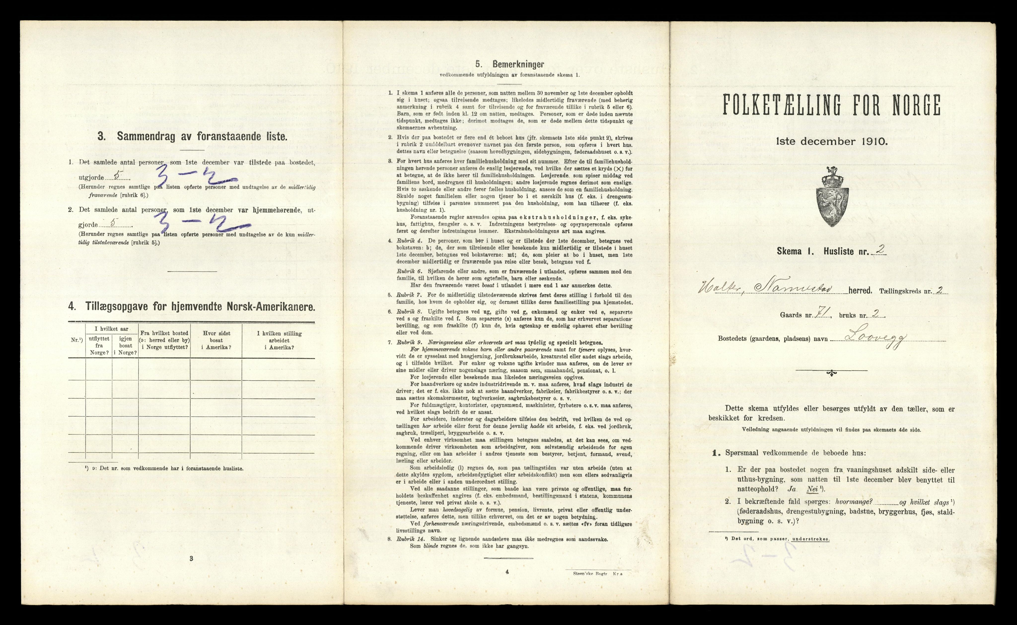 RA, 1910 census for Nannestad, 1910, p. 201