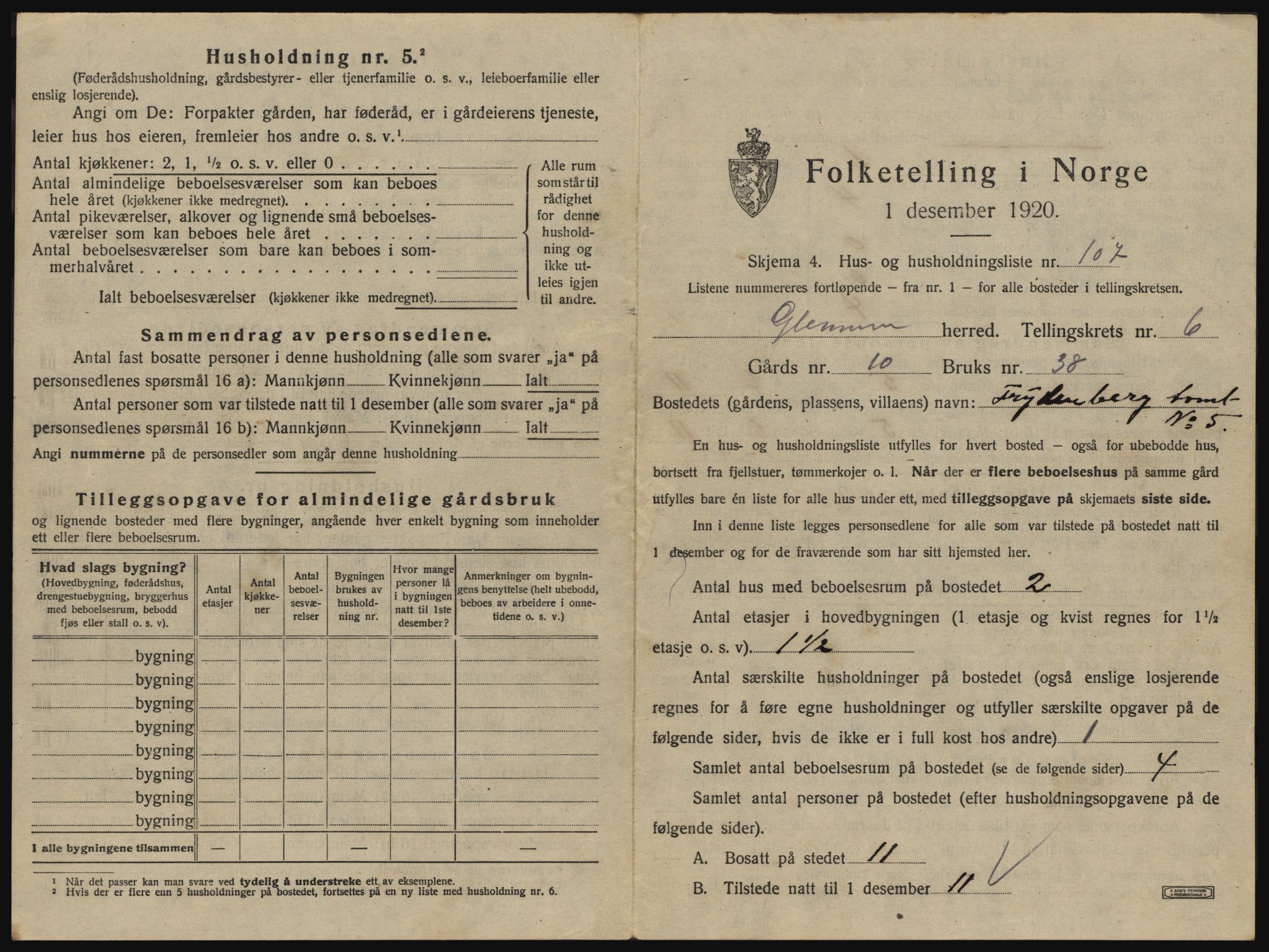 SAO, 1920 census for Glemmen, 1920, p. 2371