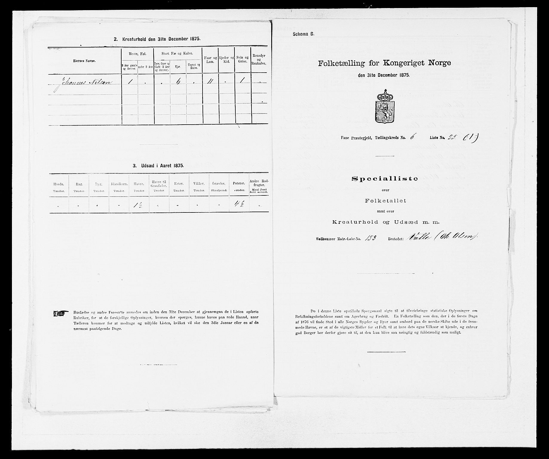 SAB, 1875 census for 1249P Fana, 1875, p. 724