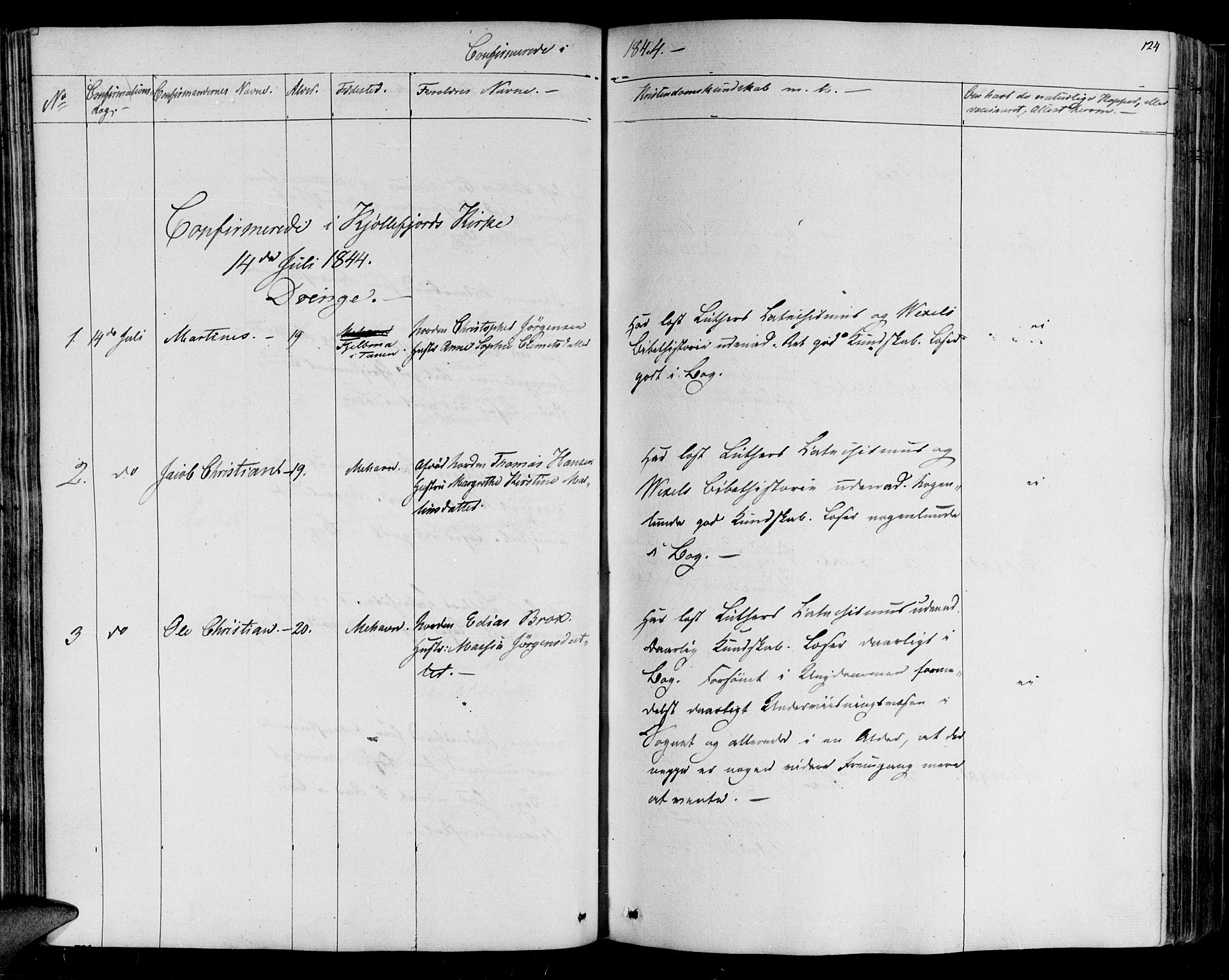 Lebesby sokneprestkontor, AV/SATØ-S-1353/H/Ha/L0003kirke: Parish register (official) no. 3, 1833-1852, p. 124