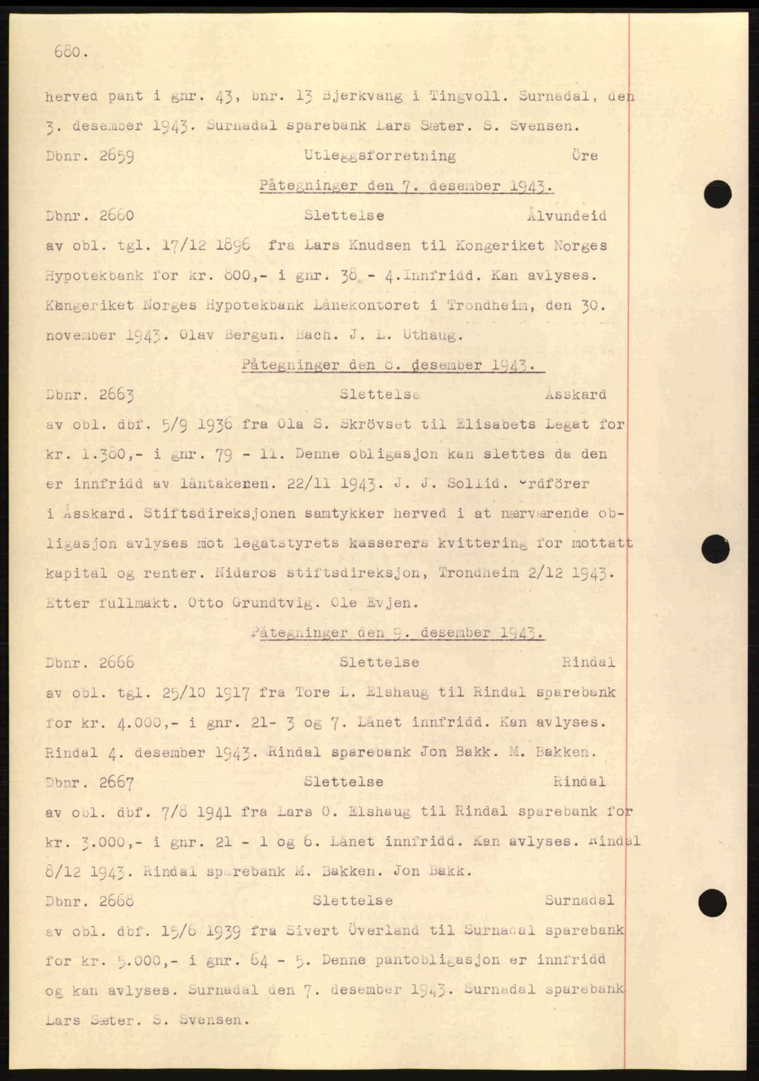 Nordmøre sorenskriveri, AV/SAT-A-4132/1/2/2Ca: Mortgage book no. C81, 1940-1945, Diary no: : 2659/1943