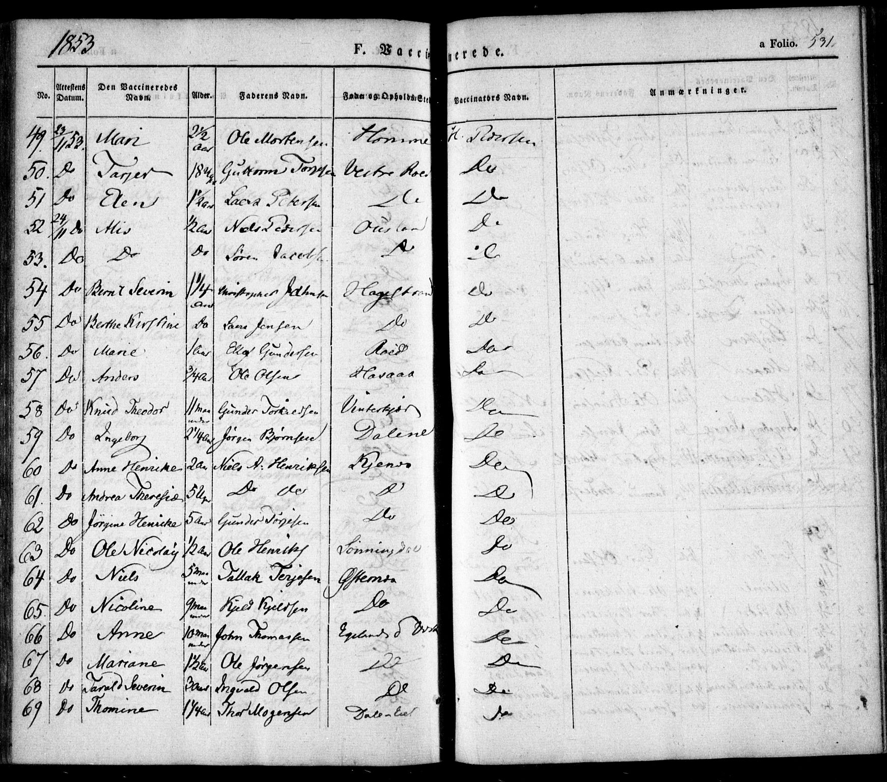Søndeled sokneprestkontor, SAK/1111-0038/F/Fa/L0002: Parish register (official) no. A 2, 1839-1860, p. 531