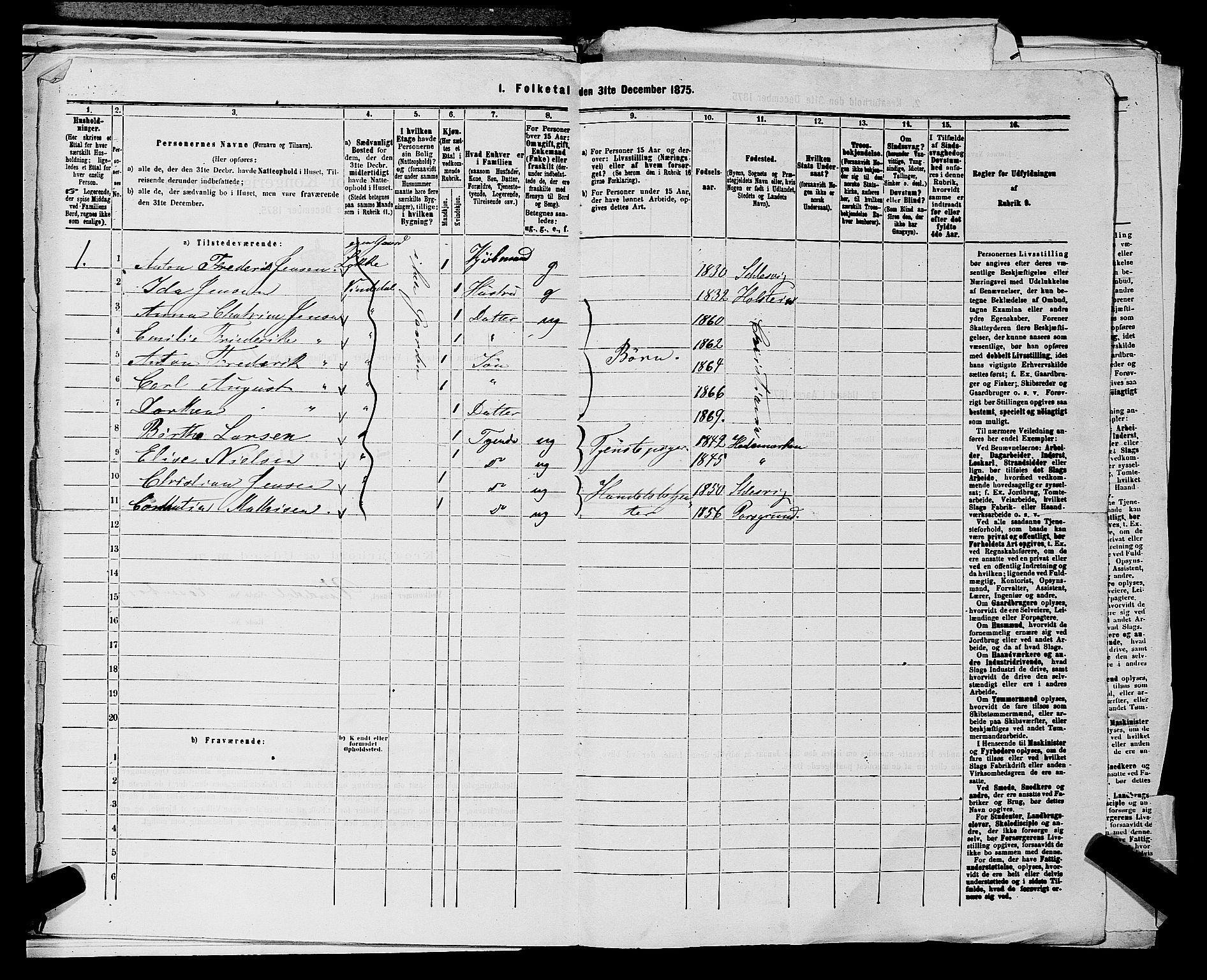 RA, 1875 census for 0218aP Vestre Aker, 1875, p. 2231