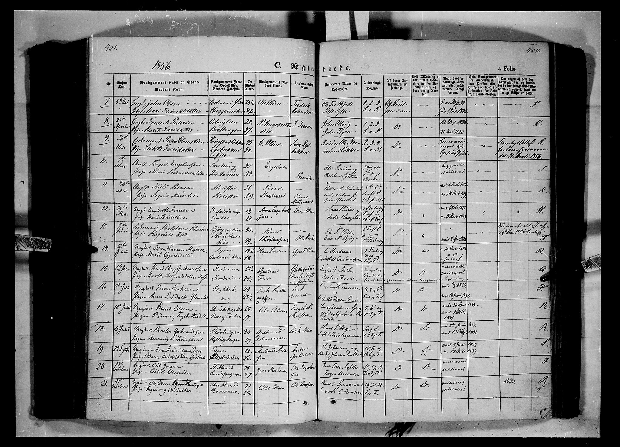 Ringebu prestekontor, SAH/PREST-082/H/Ha/Haa/L0006: Parish register (official) no. 6, 1848-1859, p. 401-402