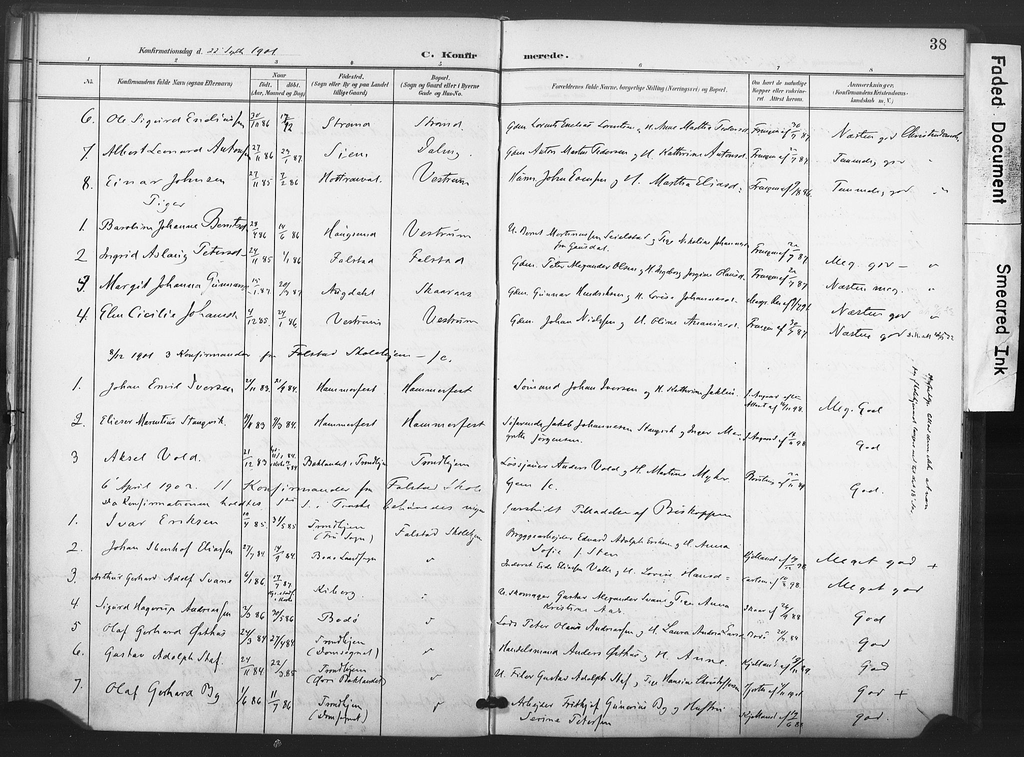 Ministerialprotokoller, klokkerbøker og fødselsregistre - Nord-Trøndelag, SAT/A-1458/719/L0179: Parish register (official) no. 719A02, 1901-1923, p. 38