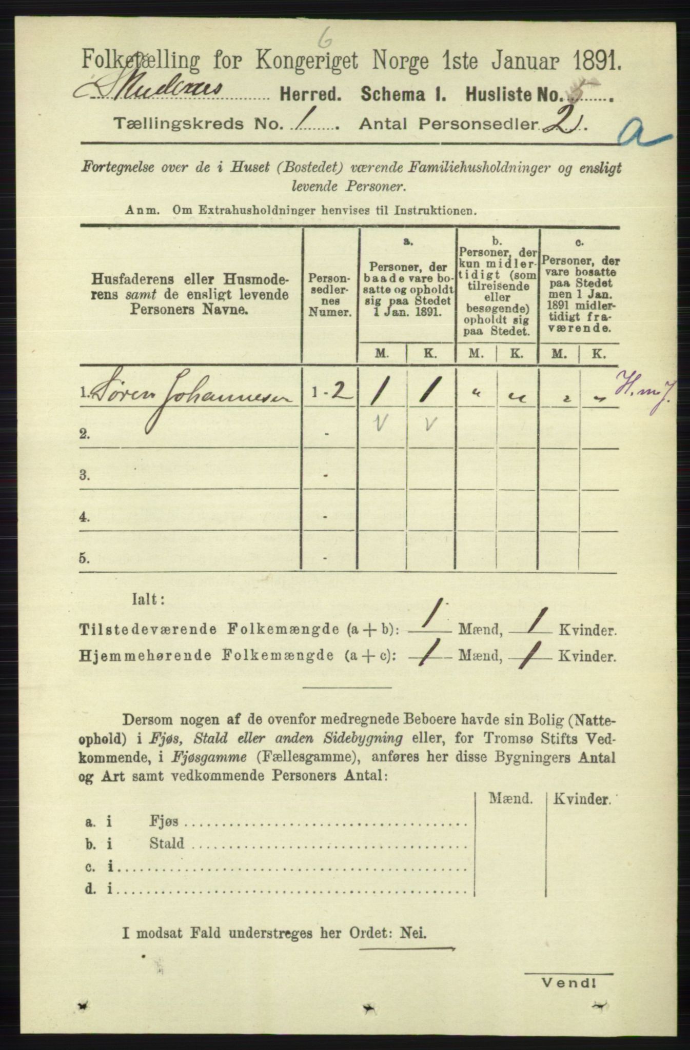 RA, 1891 census for 1150 Skudenes, 1891, p. 29