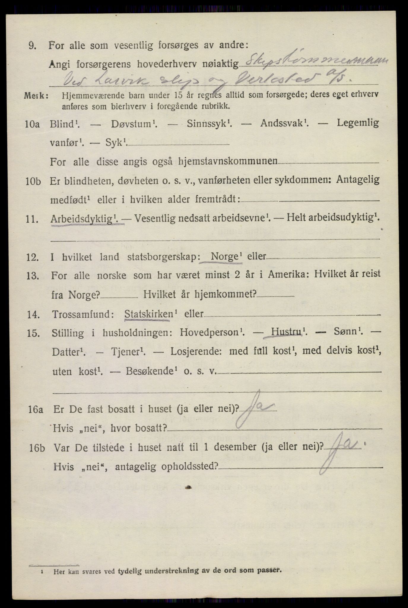 SAKO, 1920 census for Tjølling, 1920, p. 3698