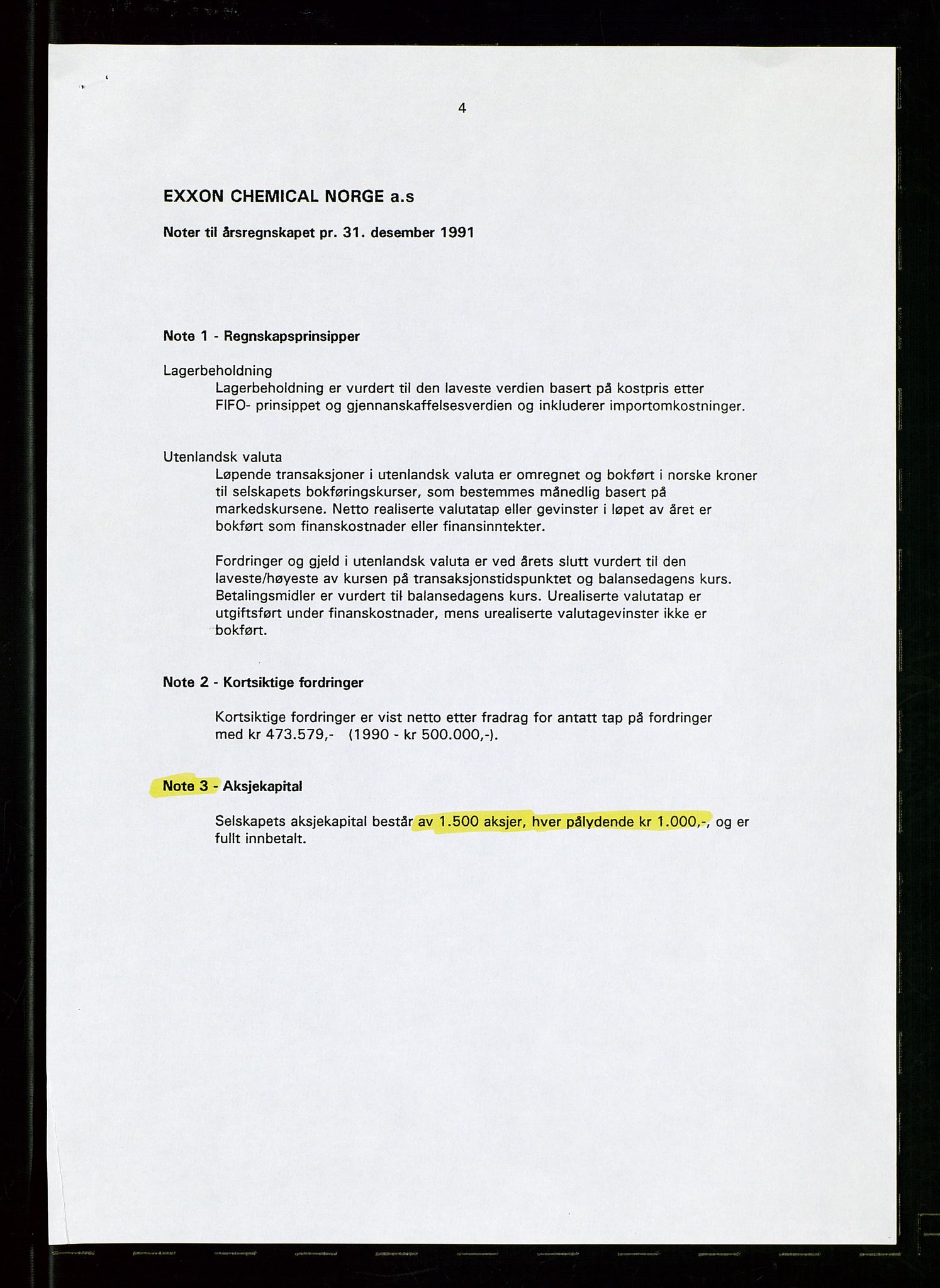 PA 1538 - Exxon Chemical Norge A/S, AV/SAST-A-101958/A/Aa/L0002/0003: Styredokumenter / Styremøter og generalforsamling, 1992-1995