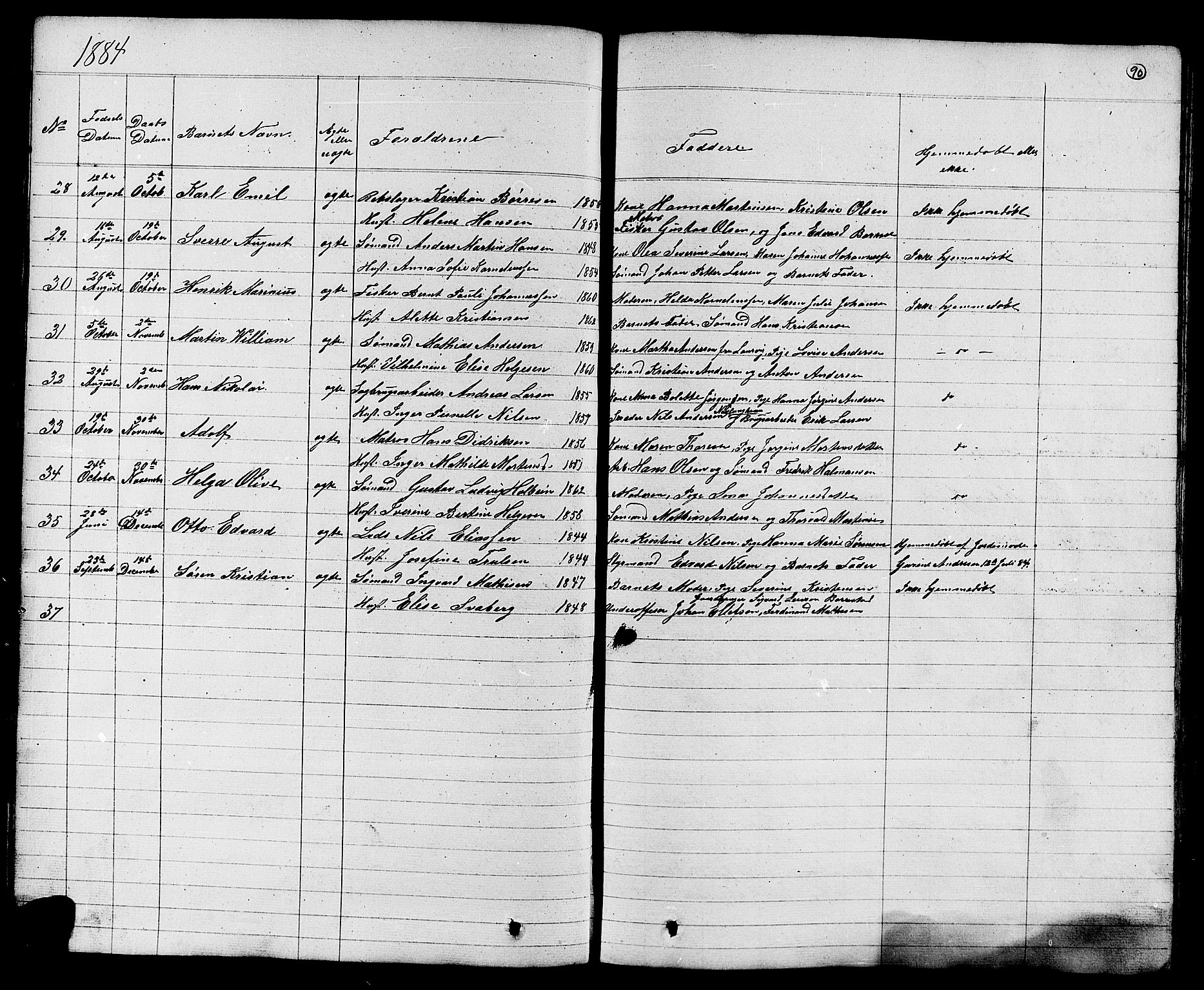 Stavern kirkebøker, AV/SAKO-A-318/G/Ga/L0002: Parish register (copy) no. 2, 1839-1909, p. 90