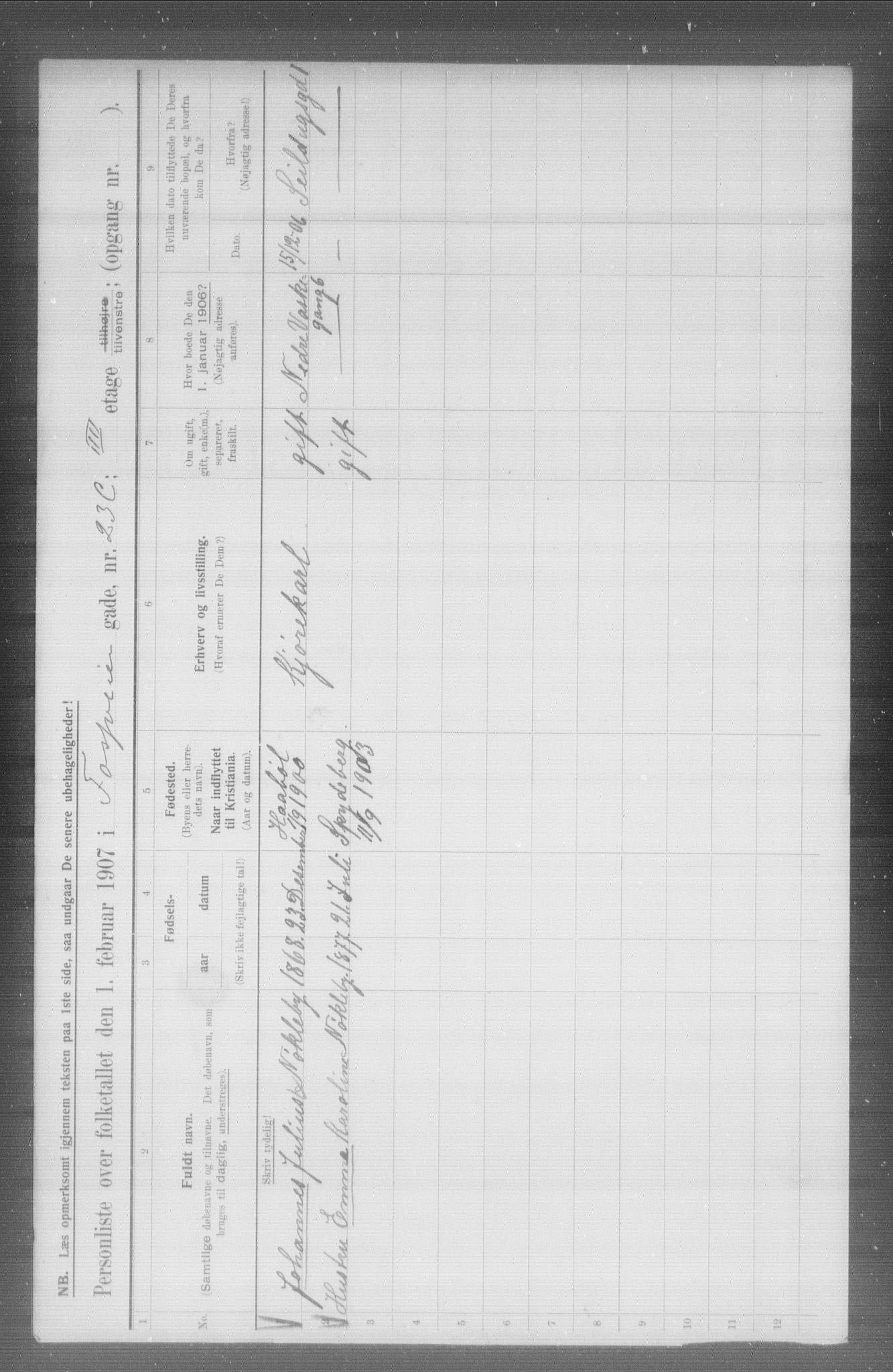 OBA, Municipal Census 1907 for Kristiania, 1907, p. 12881