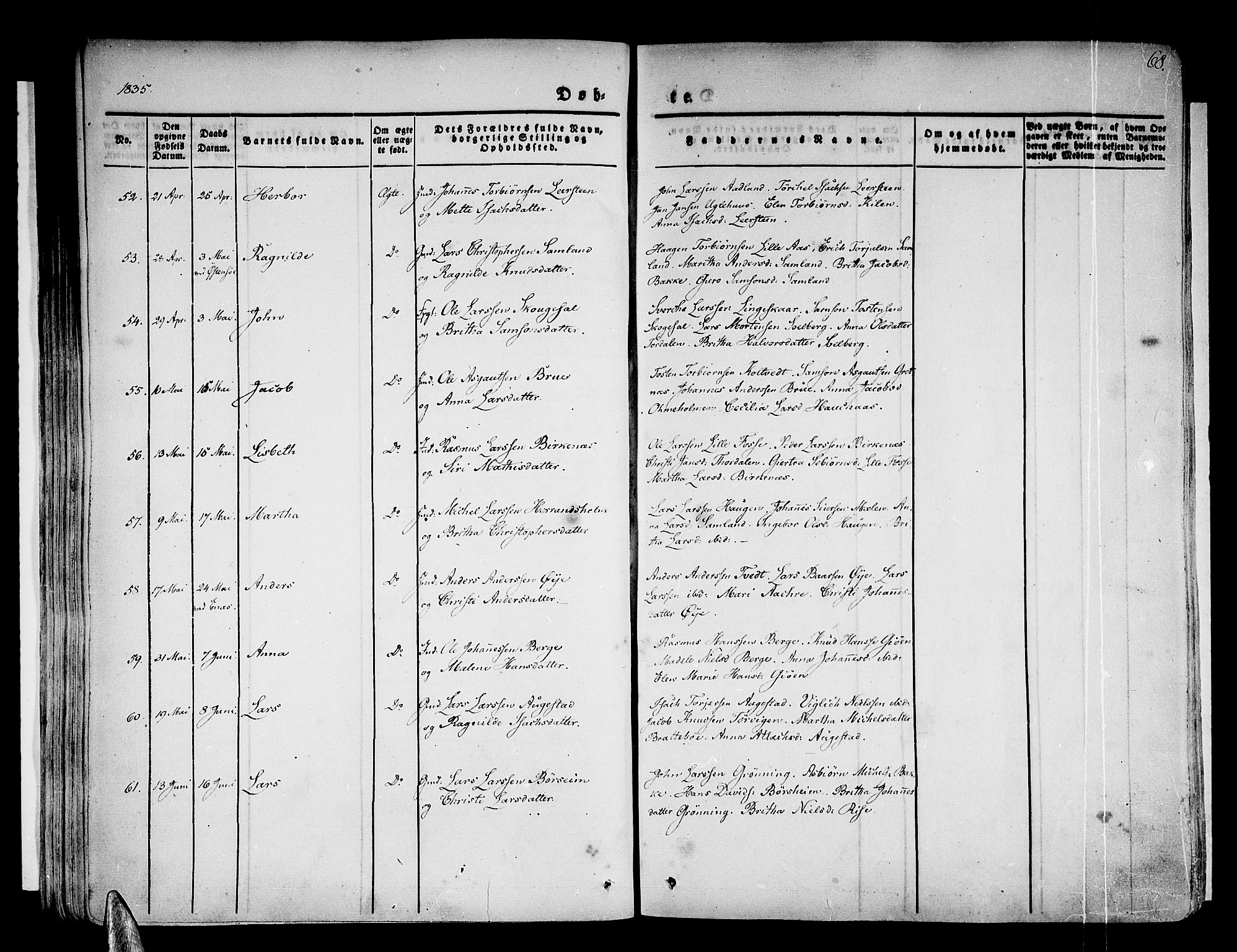 Strandebarm sokneprestembete, AV/SAB-A-78401/H/Haa: Parish register (official) no. A 6, 1826-1843, p. 68