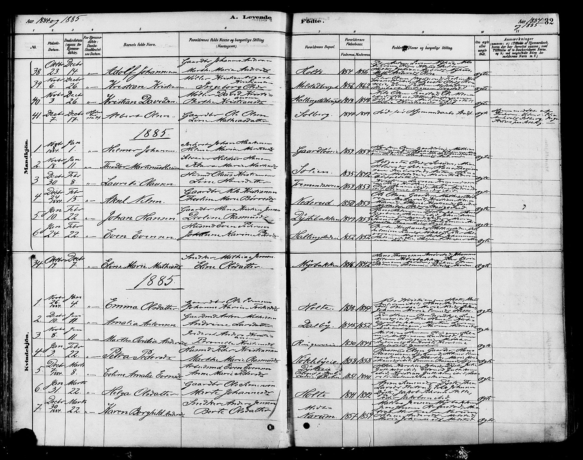 Vestre Toten prestekontor, SAH/PREST-108/H/Ha/Haa/L0010: Parish register (official) no. 10, 1878-1894, p. 32