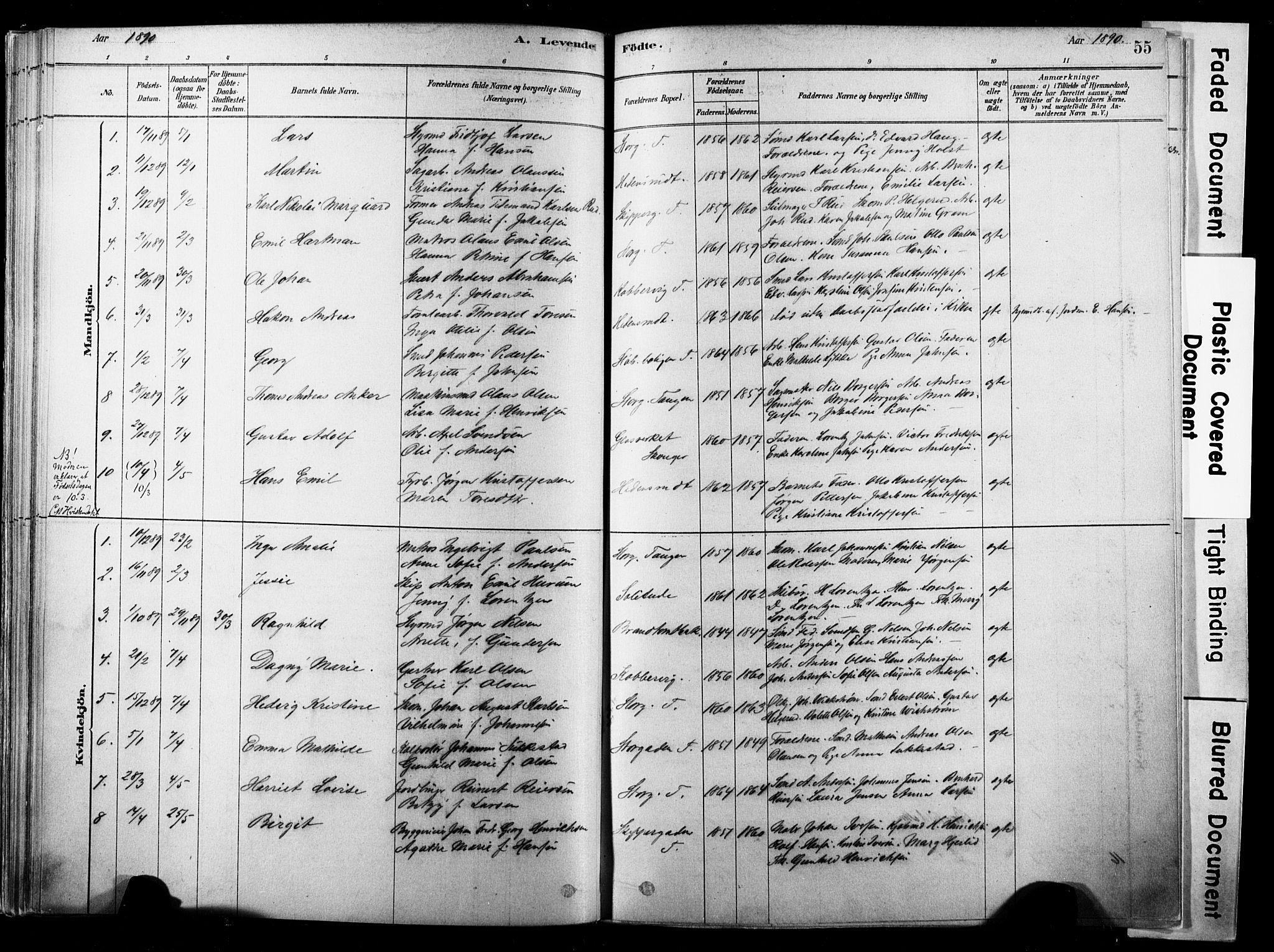 Strømsø kirkebøker, AV/SAKO-A-246/F/Fb/L0006: Parish register (official) no. II 6, 1879-1910, p. 55