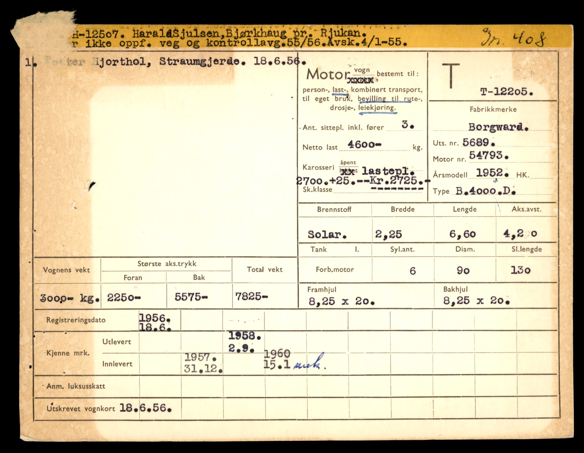 Møre og Romsdal vegkontor - Ålesund trafikkstasjon, AV/SAT-A-4099/F/Fe/L0033: Registreringskort for kjøretøy T 12151 - T 12474, 1927-1998, p. 1399