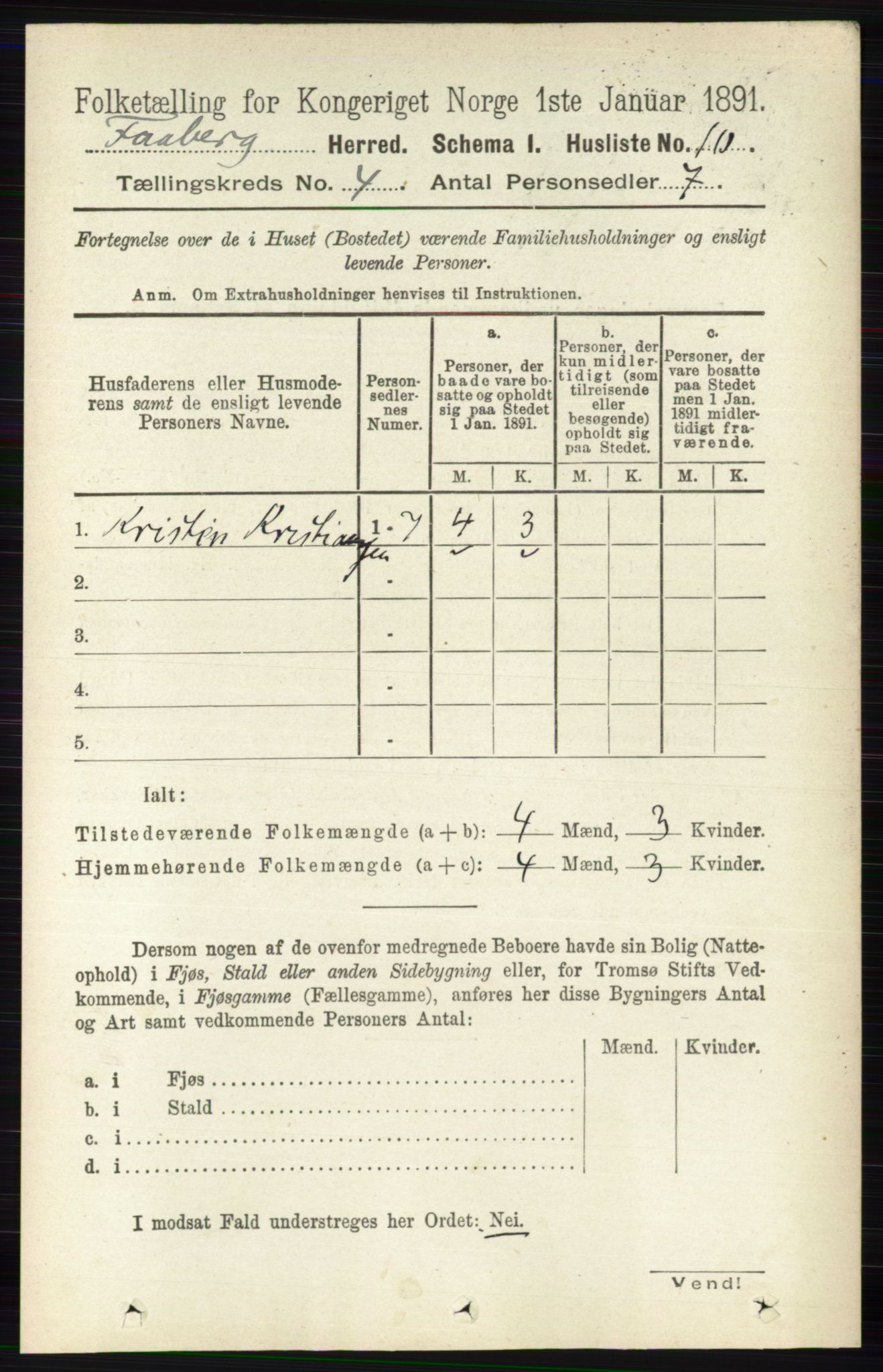 RA, 1891 census for 0524 Fåberg, 1891, p. 1175