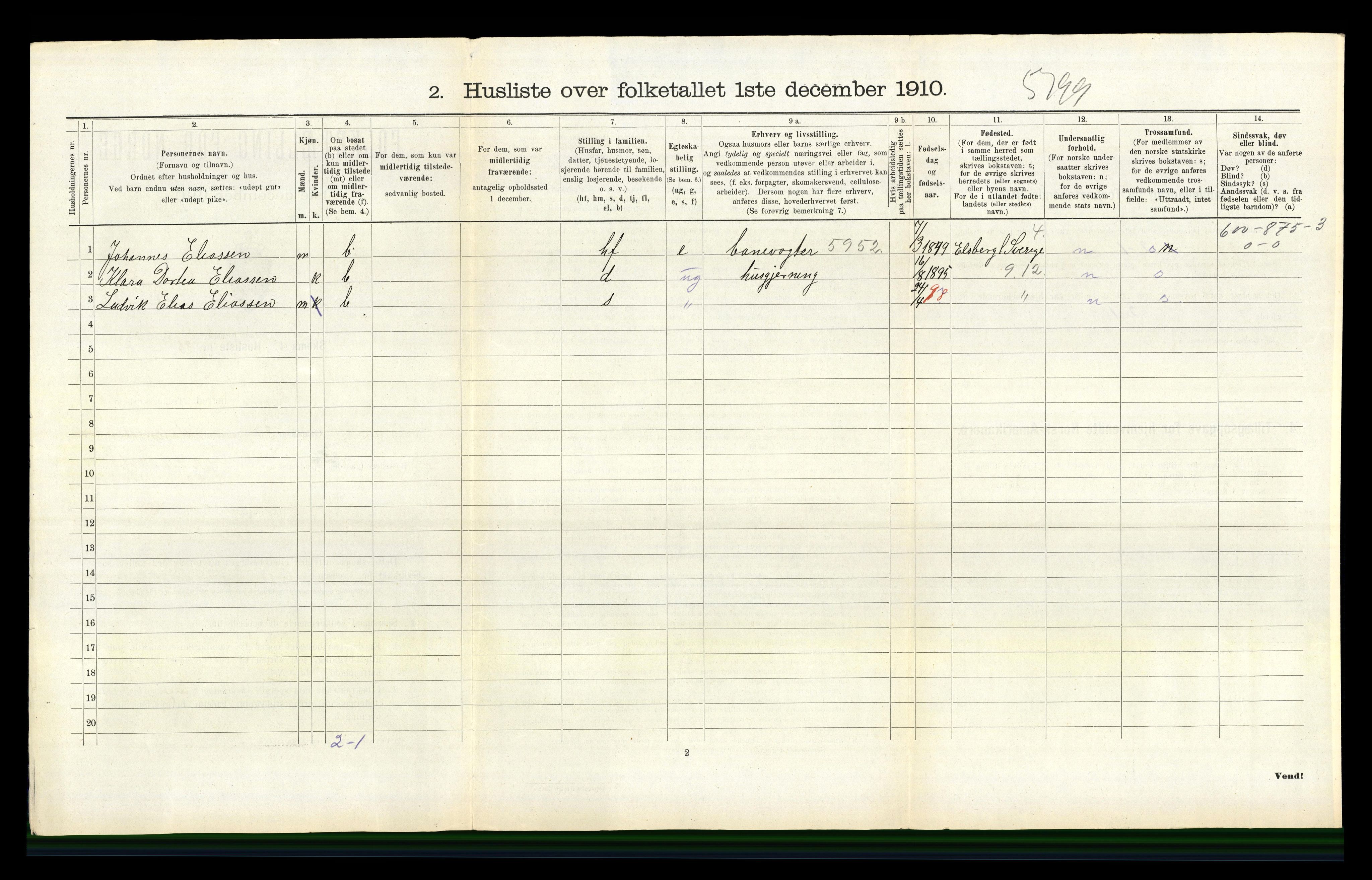 RA, 1910 census for Bruvik, 1910, p. 585