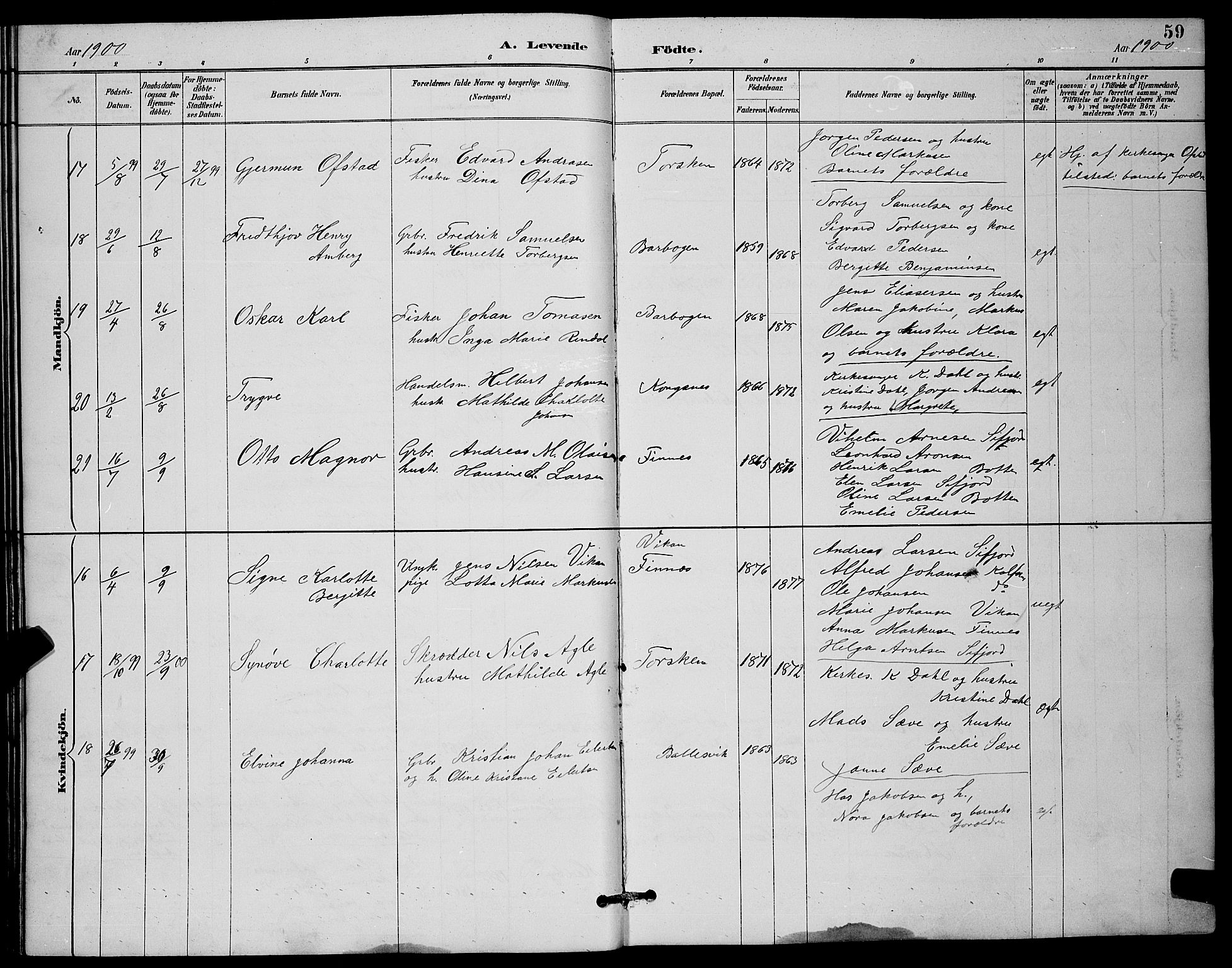 Berg sokneprestkontor, SATØ/S-1318/G/Ga/Gab/L0012klokker: Parish register (copy) no. 12, 1887-1902, p. 59