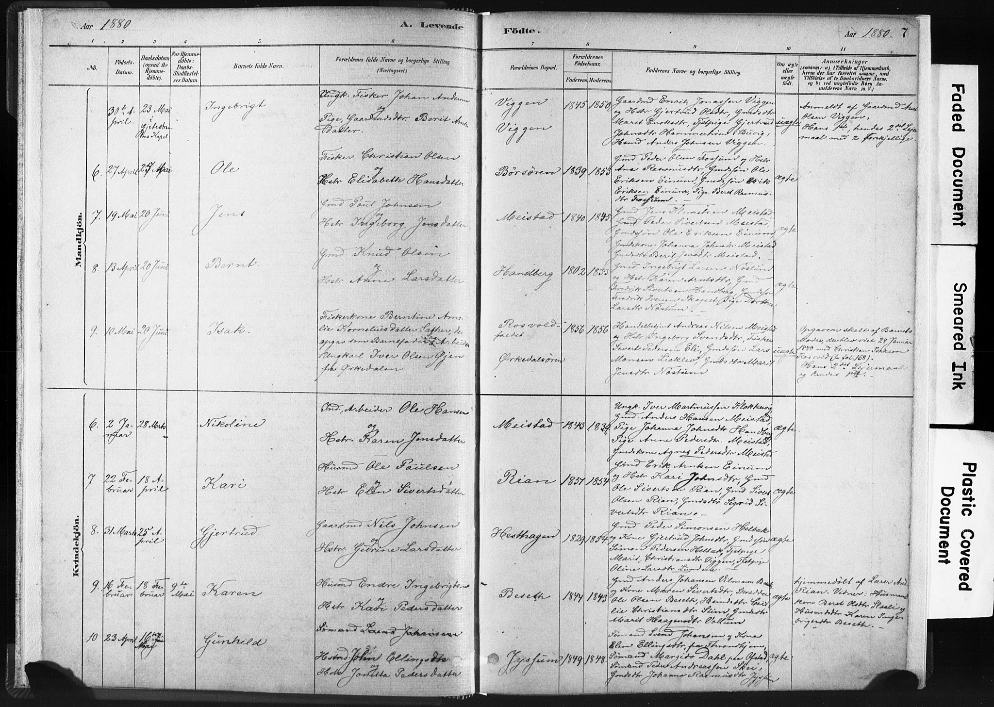 Ministerialprotokoller, klokkerbøker og fødselsregistre - Sør-Trøndelag, SAT/A-1456/665/L0773: Parish register (official) no. 665A08, 1879-1905, p. 7