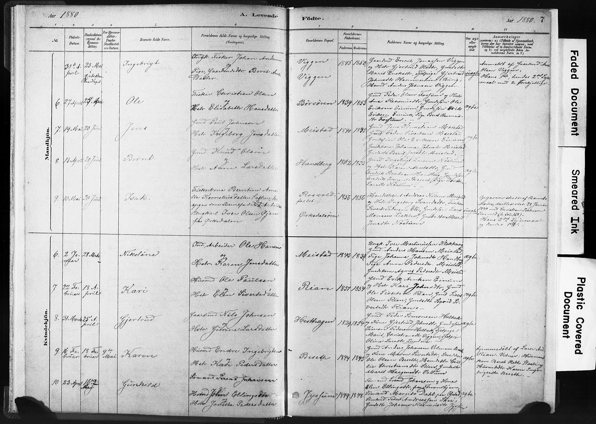 Ministerialprotokoller, klokkerbøker og fødselsregistre - Sør-Trøndelag, AV/SAT-A-1456/665/L0773: Parish register (official) no. 665A08, 1879-1905, p. 7