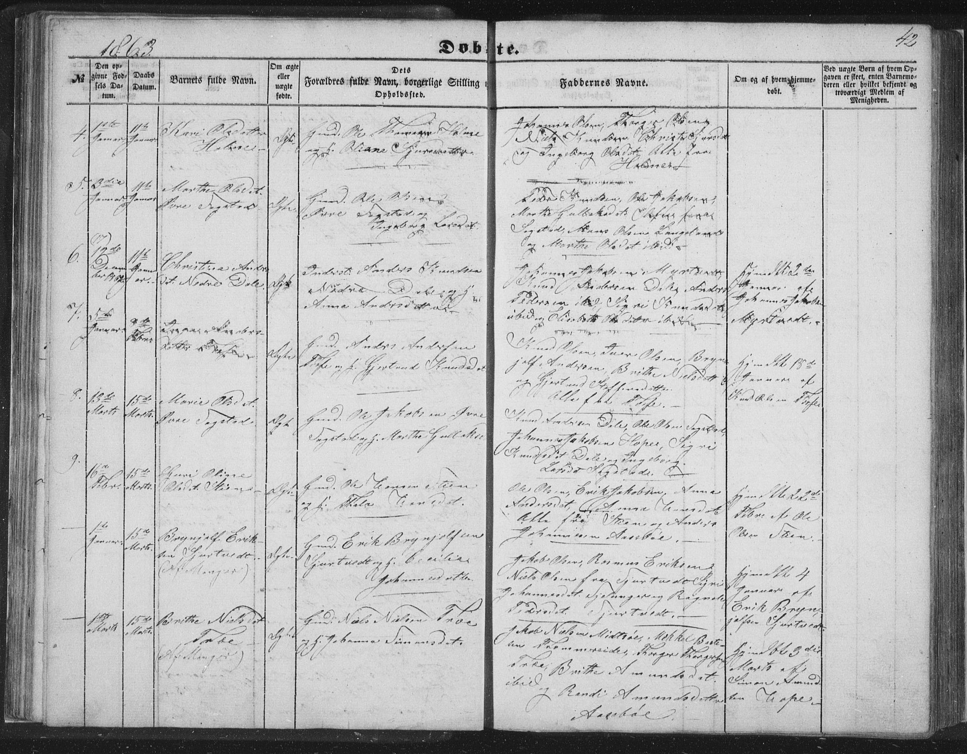 Alversund Sokneprestembete, AV/SAB-A-73901/H/Ha/Hab: Parish register (copy) no. C 1, 1851-1866, p. 42