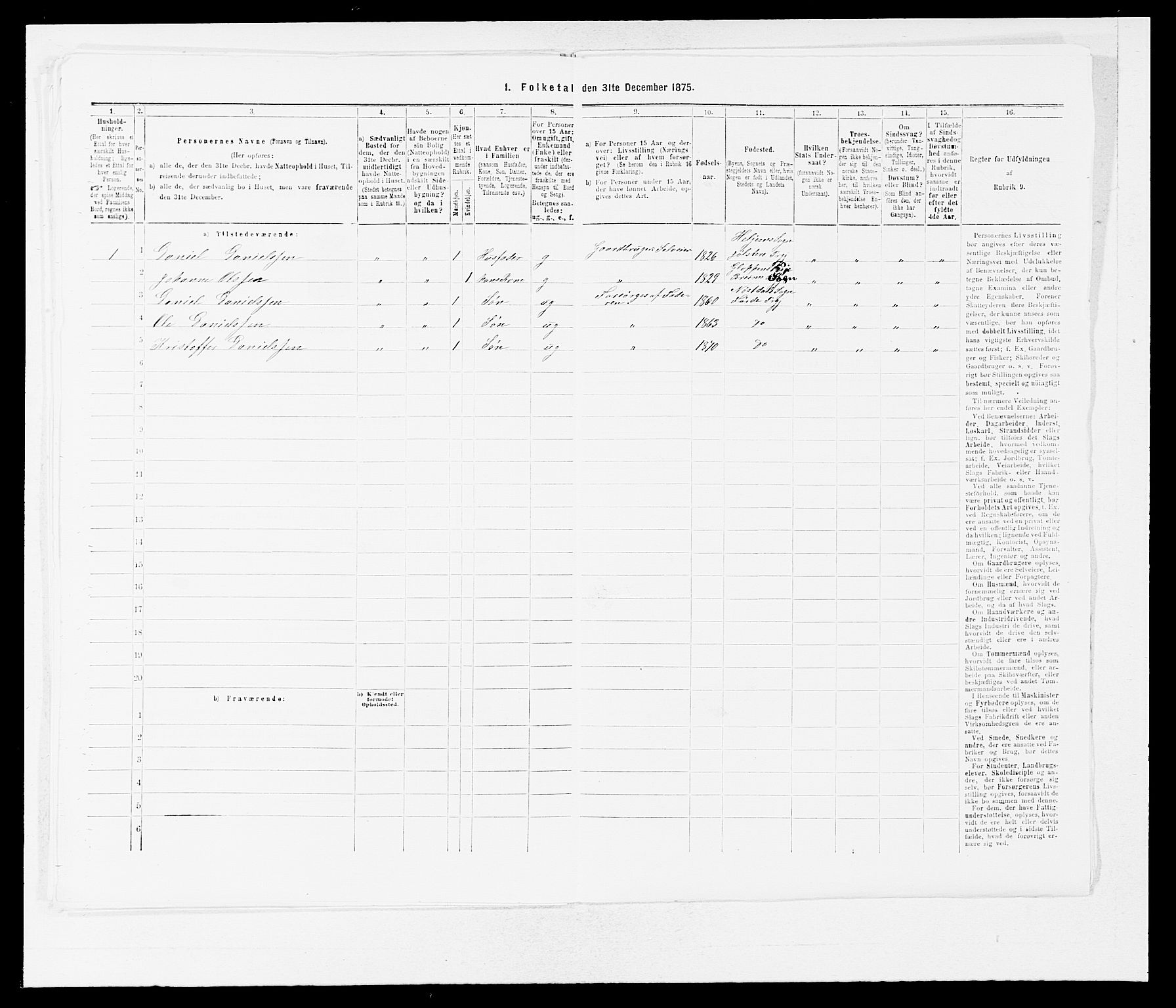 SAB, 1875 census for 1432P Førde, 1875, p. 1154