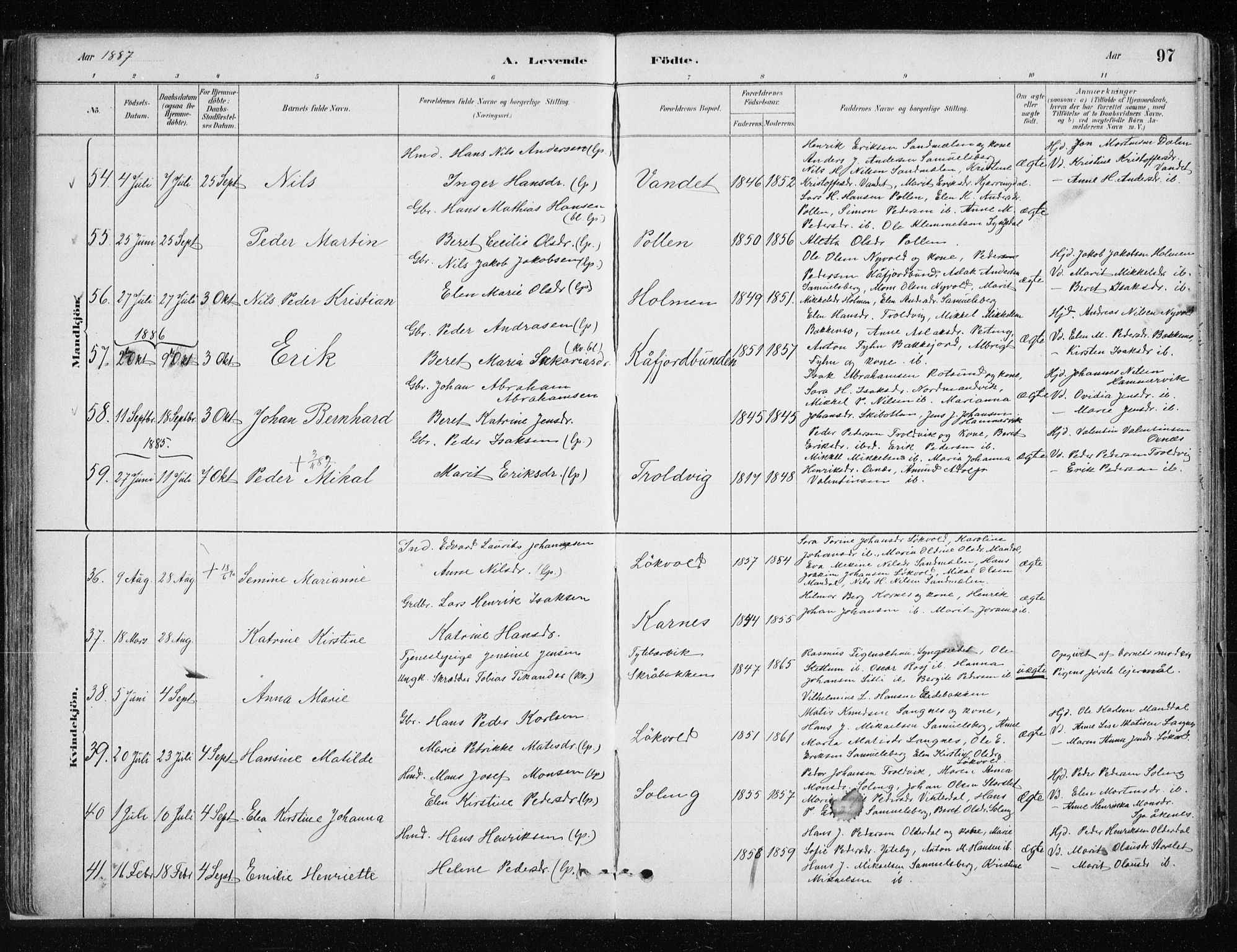 Lyngen sokneprestembete, SATØ/S-1289/H/He/Hea/L0007kirke: Parish register (official) no. 7, 1879-1890, p. 97