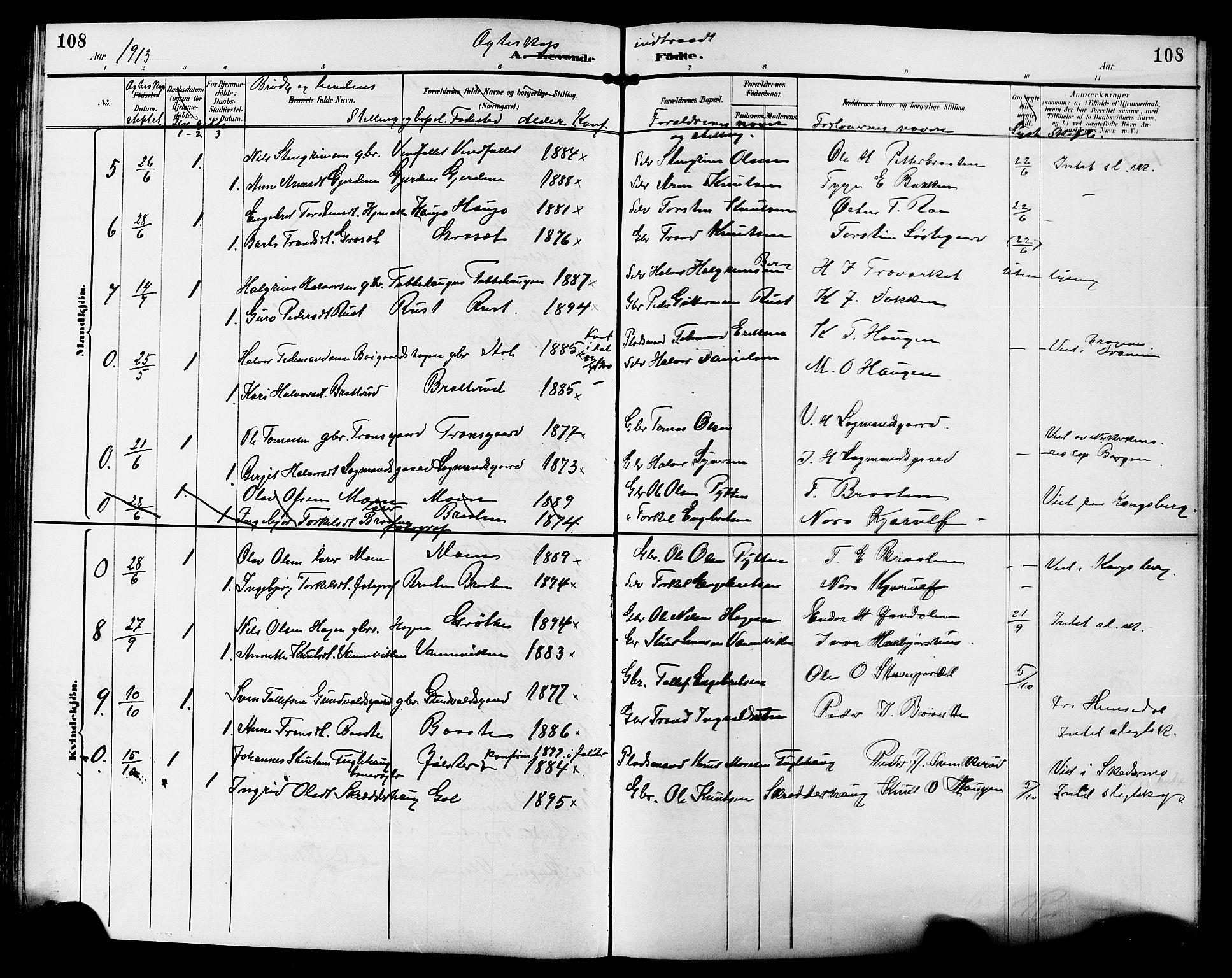 Gol kirkebøker, AV/SAKO-A-226/G/Ga/L0003: Parish register (copy) no. I 3, 1887-1914, p. 108