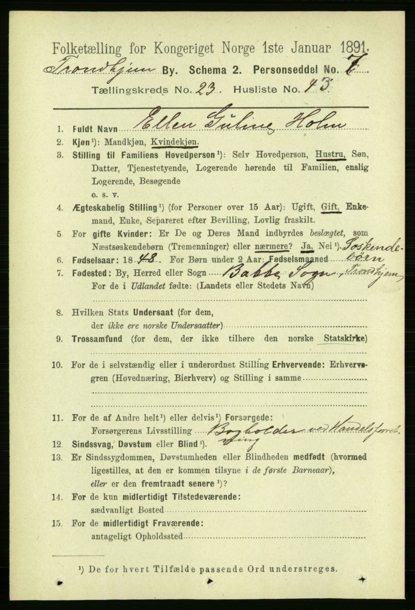 RA, 1891 census for 1601 Trondheim, 1891, p. 17694